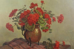 Daniel Bidon, Oil on Canvas, the Geraniums