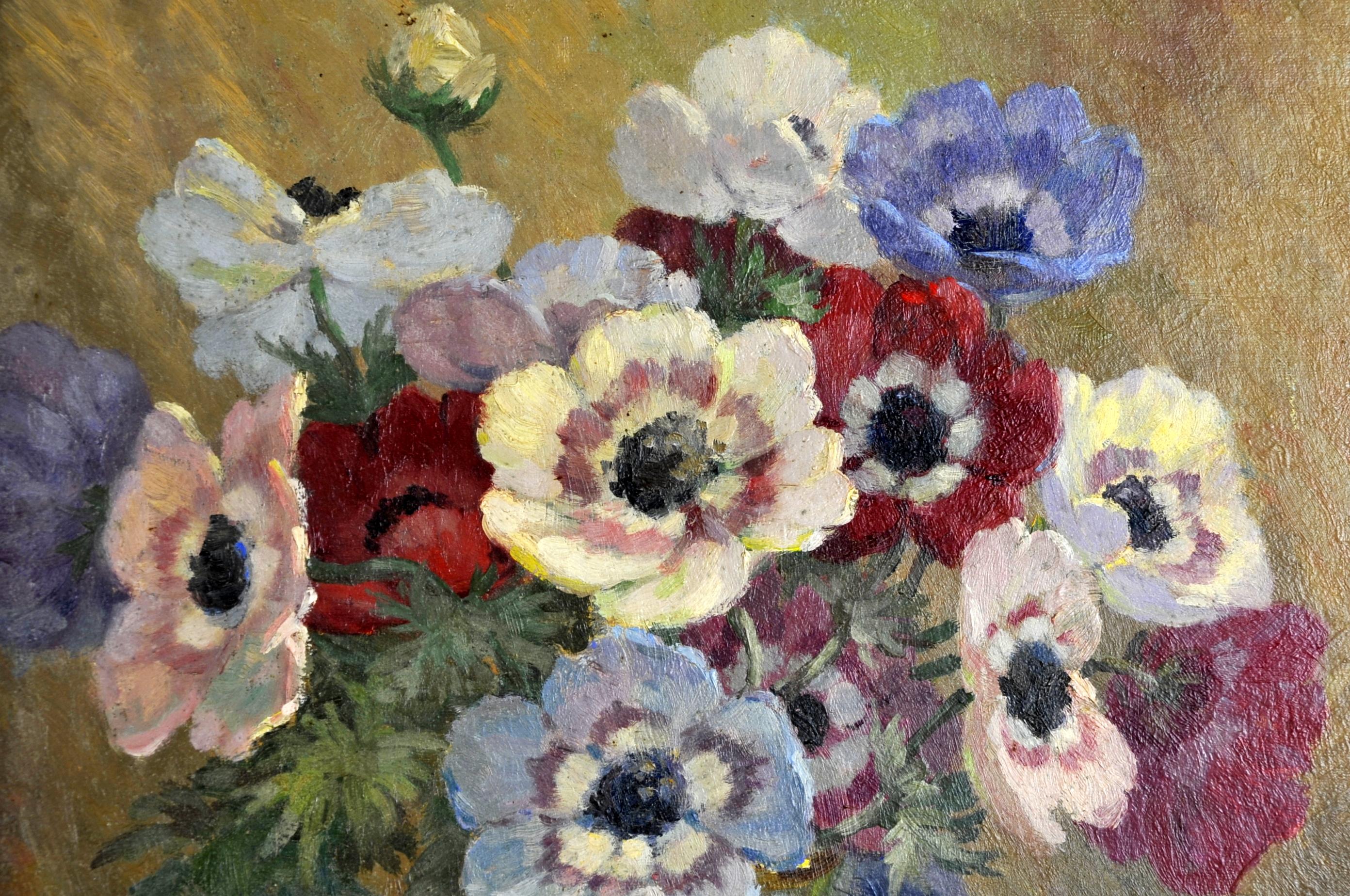 Daniel Bidon, Oil on Panel, Vase of Flowers In Good Condition For Sale In BARSAC, FR