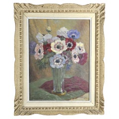 Vintage Daniel Bidon, Oil on Panel, Vase of Flowers