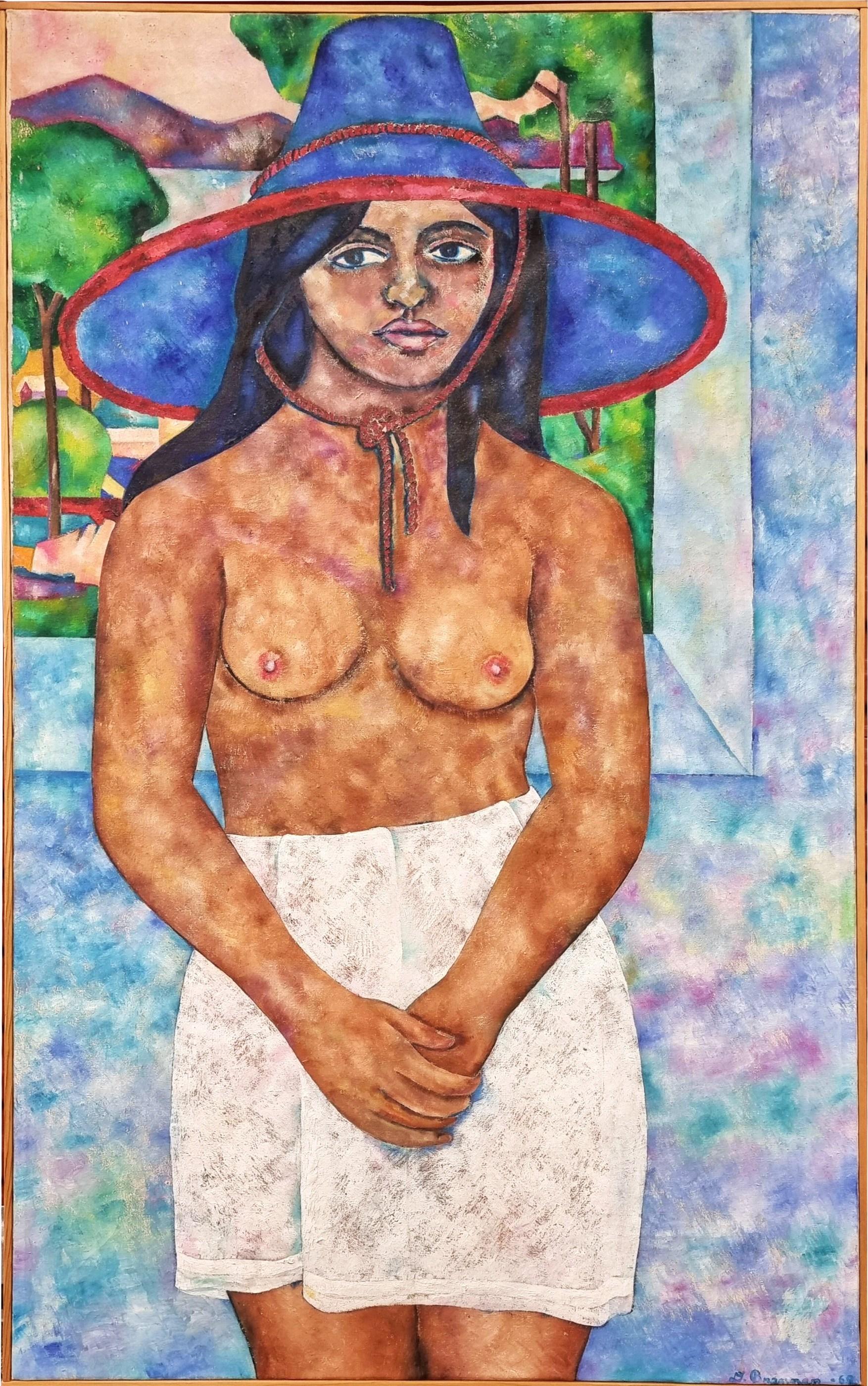 Daniel Brennan Portrait Painting - Partial Nude with Hat