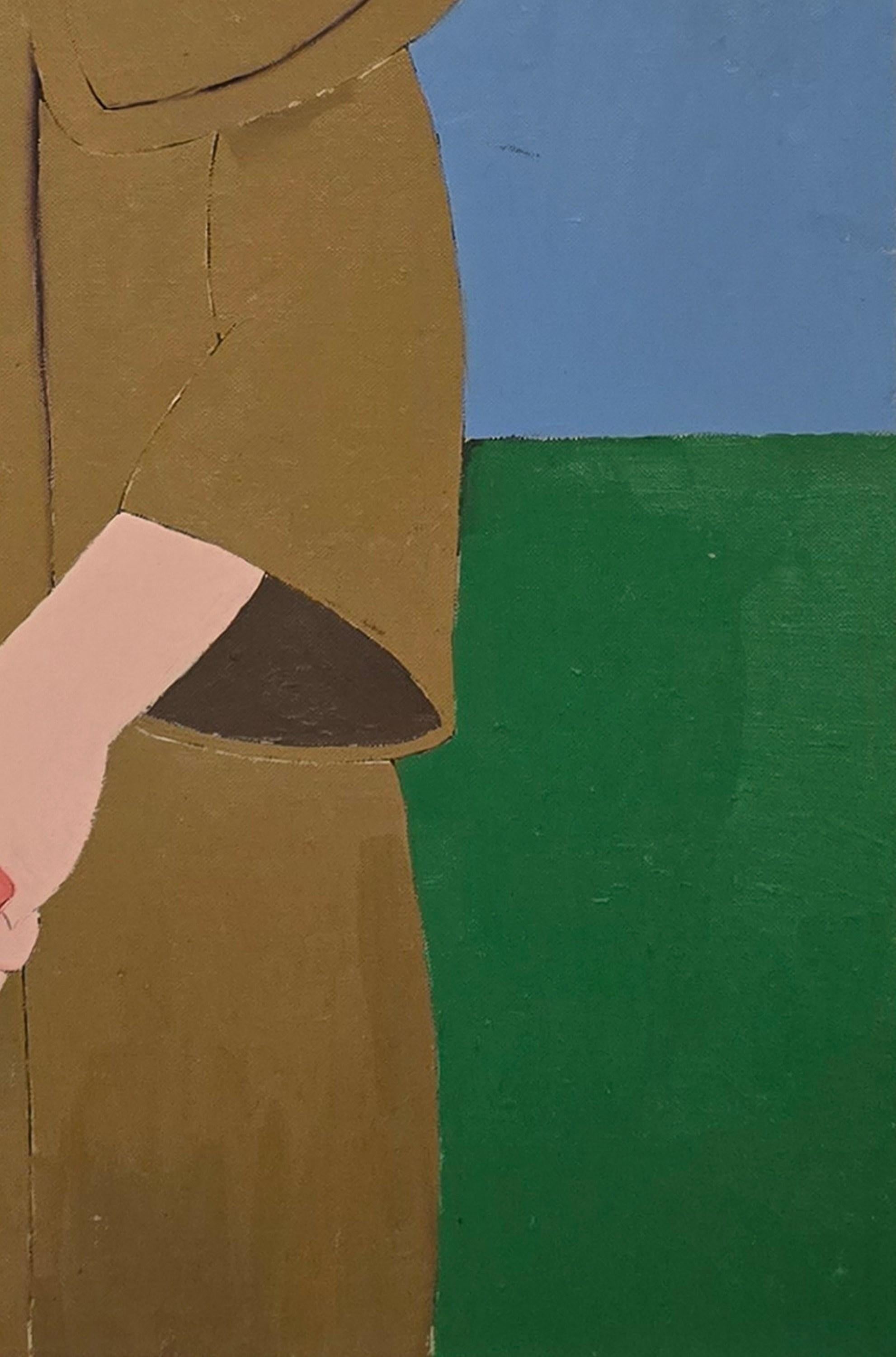 Frau im Mantel (Mitte des Jahrhunderts, Modern, Porträt, Naiv, ~40% OFF LIMITED TIME) im Angebot 7