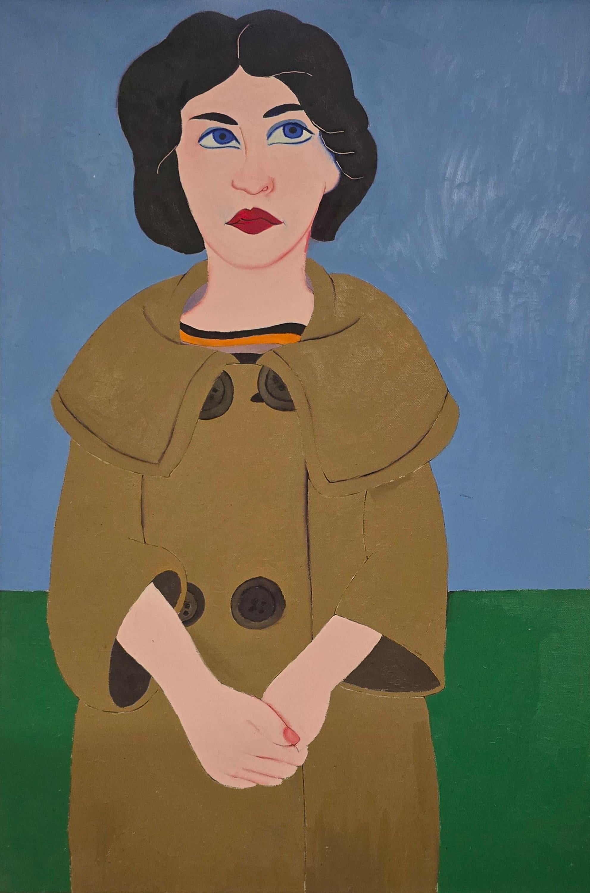 Mujer con abrigo (Mediados de siglo, Moderno, Retrato, Ingenuo, ~40% DE DESCUENTO POR TIEMPO LIMITADO)