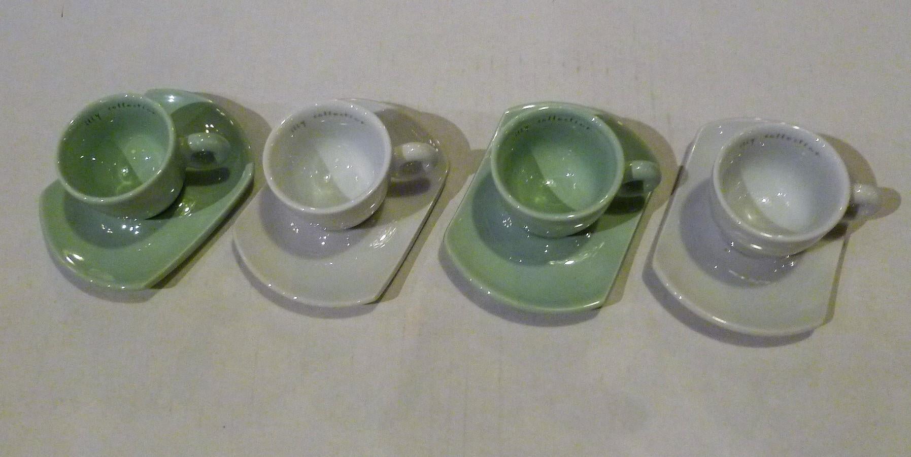 Daniel Buren Illy Collection 2004 Bianco Verde Expresso Cups and Saucers 2