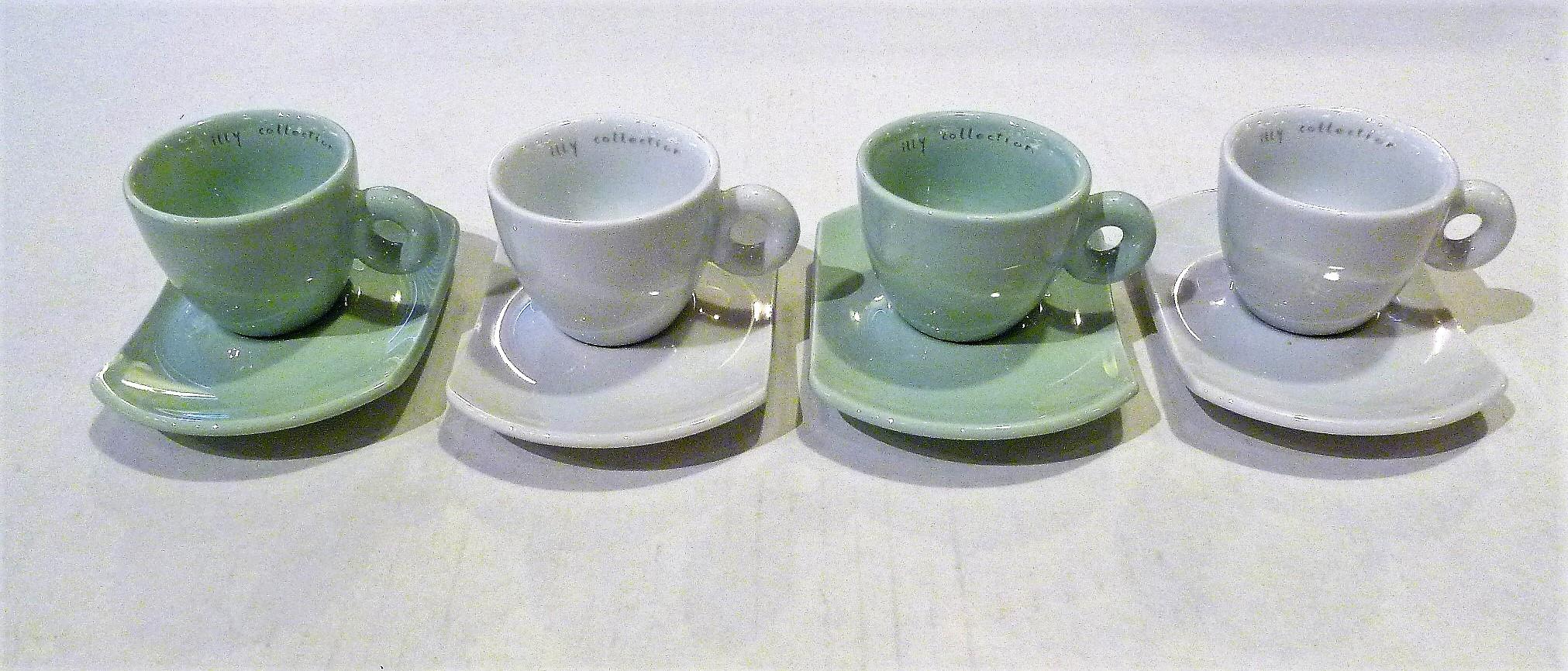 Daniel Buren Illy Collection 2004 Bianco Verde Expresso Cups and Saucers 4