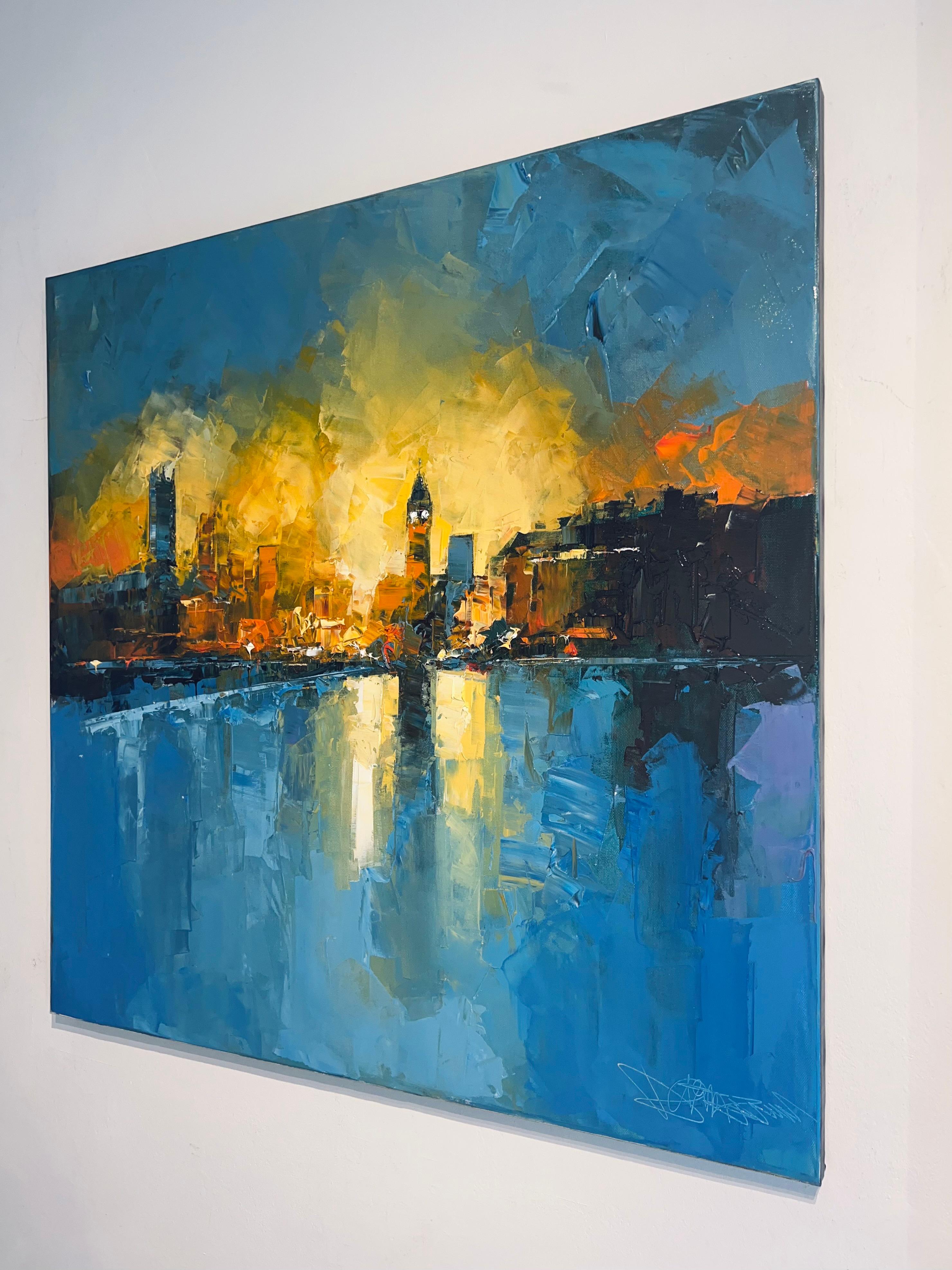 Abstract Elegance of Big Ben-original London cityscape painting-Contemporary Art
