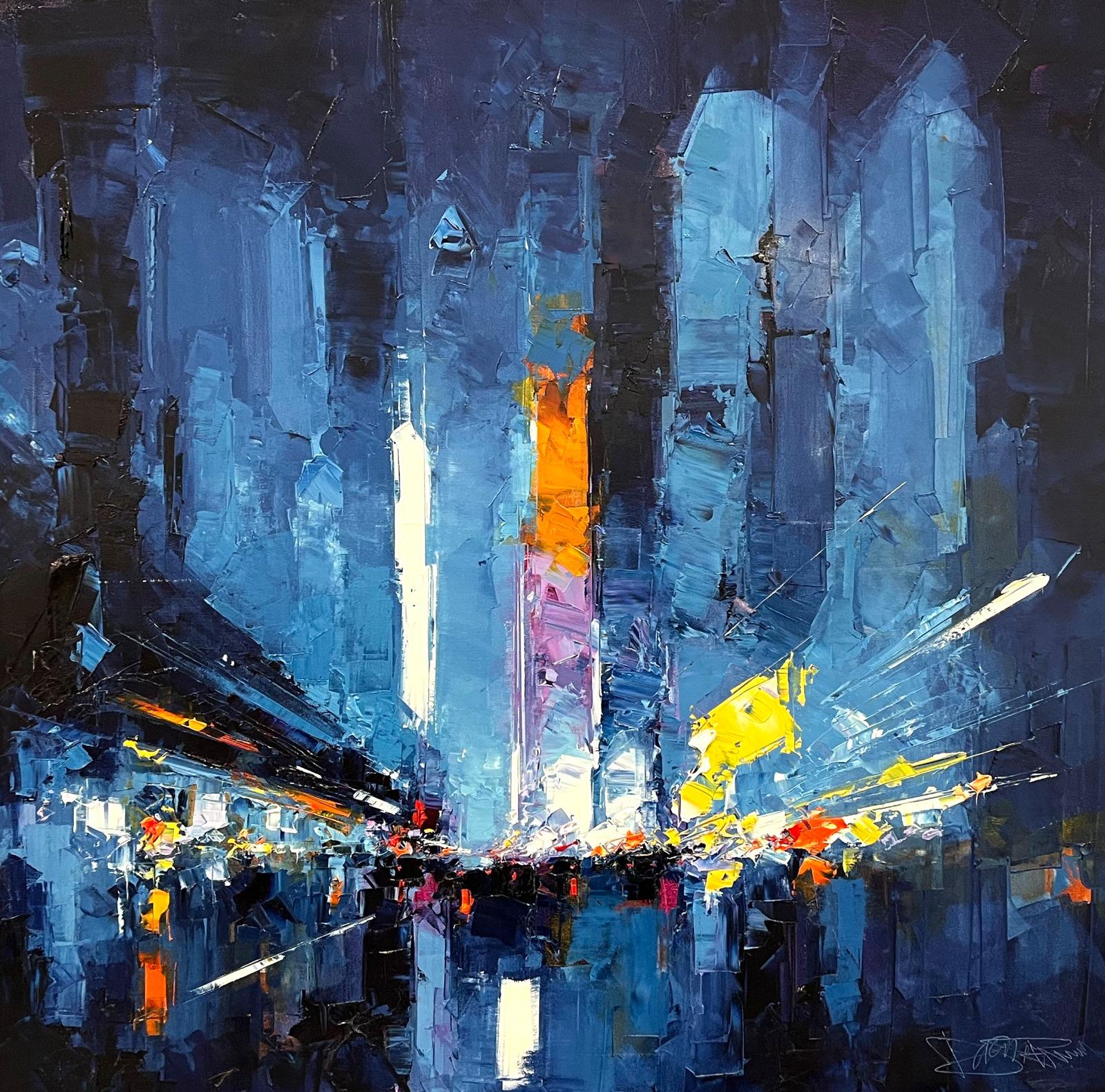 Daniel Castan Landscape Painting - Abstract Visions of NYC's Electric Streets -original cityscape abstract painting
