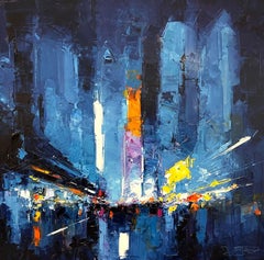 Abstract Visions of NYC's Electric Streets -original cityscape abstract painting
