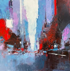 Abstraction lines, NY-original abstract cityscape oil painting- contemporary art