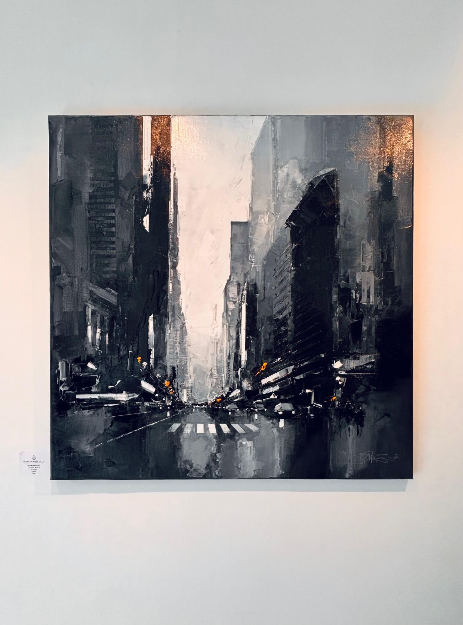 Black Manhattan - original abstraktes Öl Stadtbild - zeitgenössisches Kunstwerk (Abstrakt), Painting, von Daniel Castan