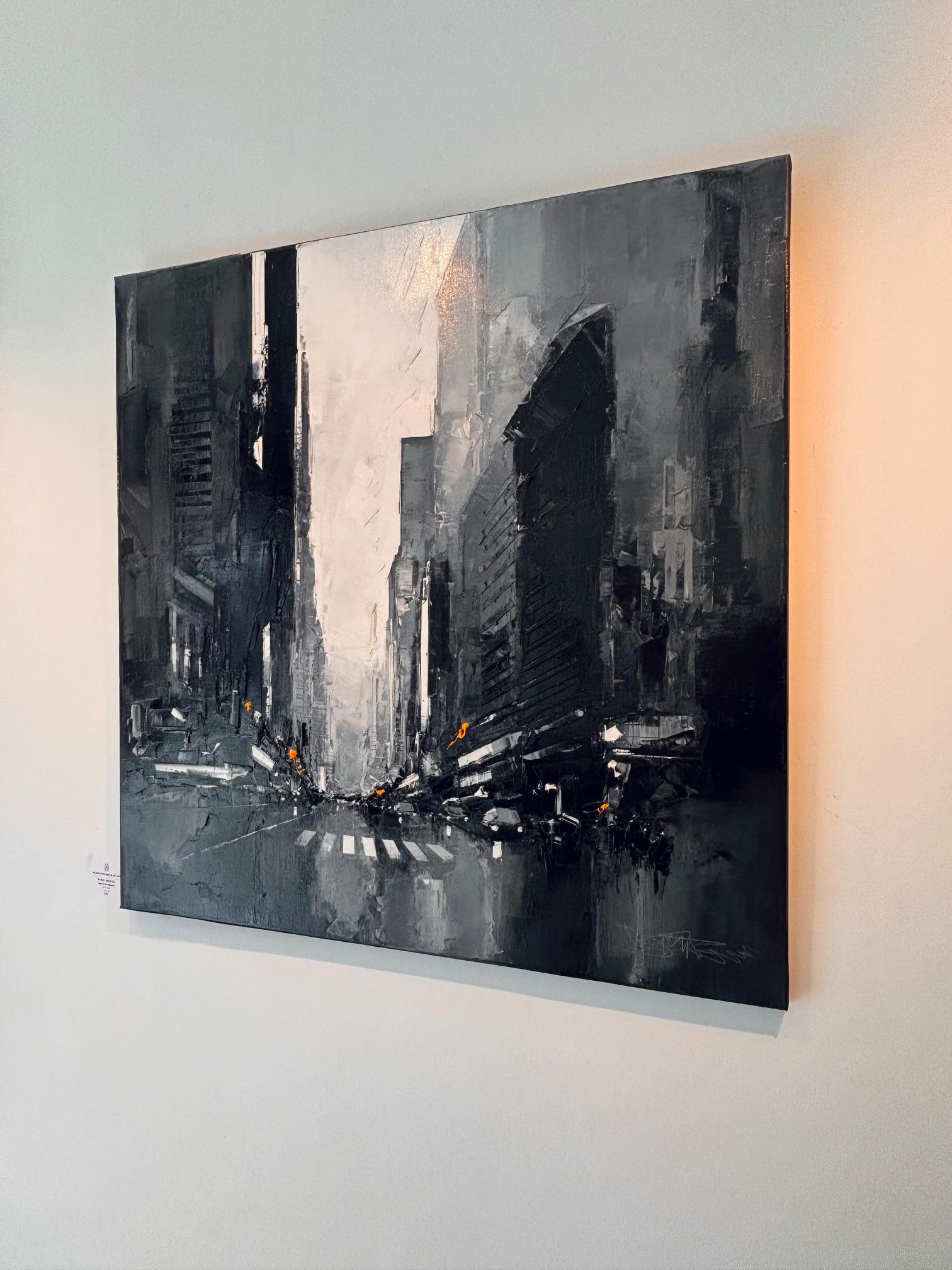 Black Manhattan - original abstraktes Öl Stadtbild - zeitgenössisches Kunstwerk (Schwarz), Landscape Painting, von Daniel Castan