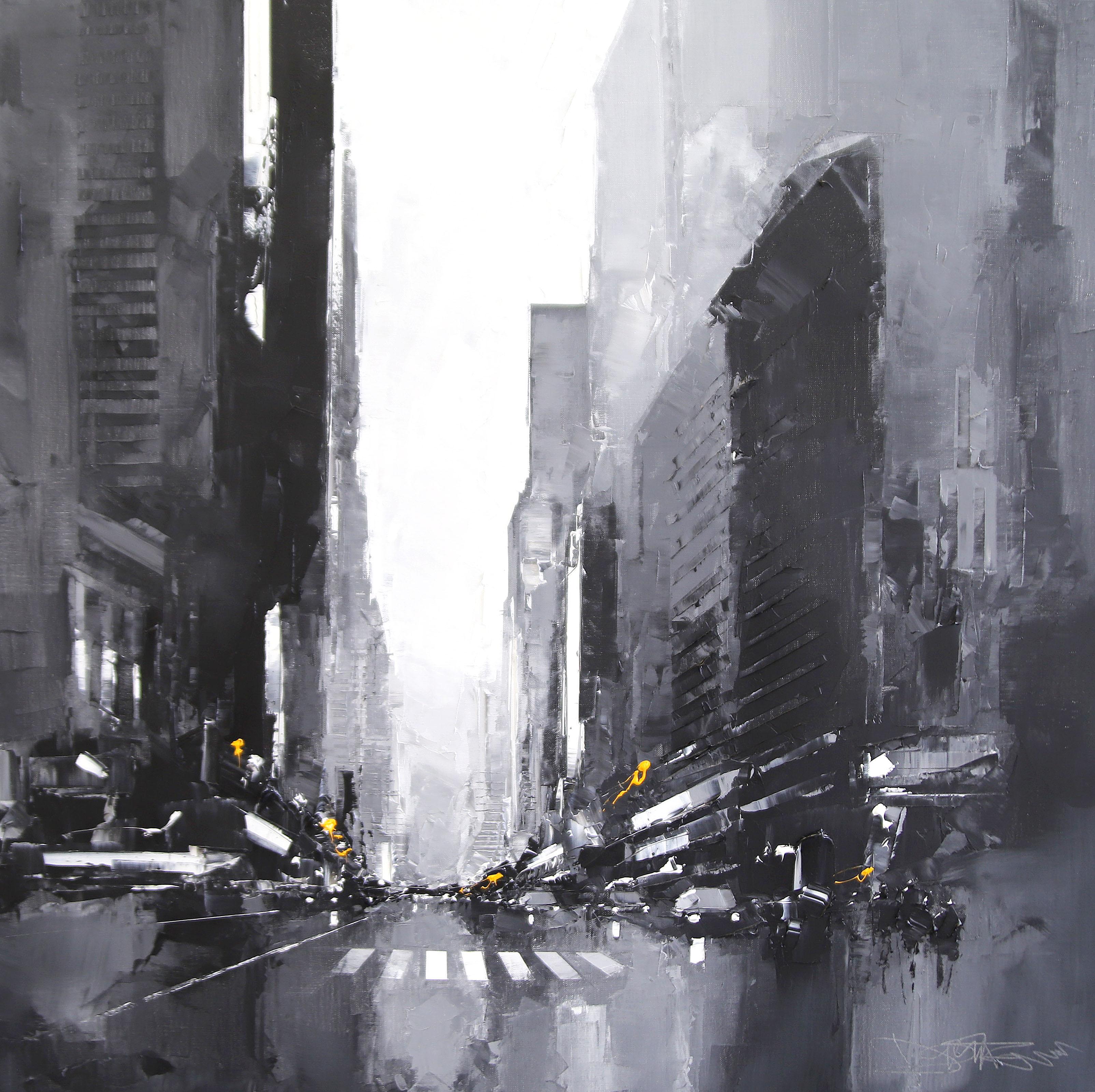 Daniel Castan Landscape Painting - Black Manhattan - original abstract oil cityscape - contemporary artwork