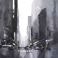 Black Manhattan - original abstract oil cityscape - contemporary artwork