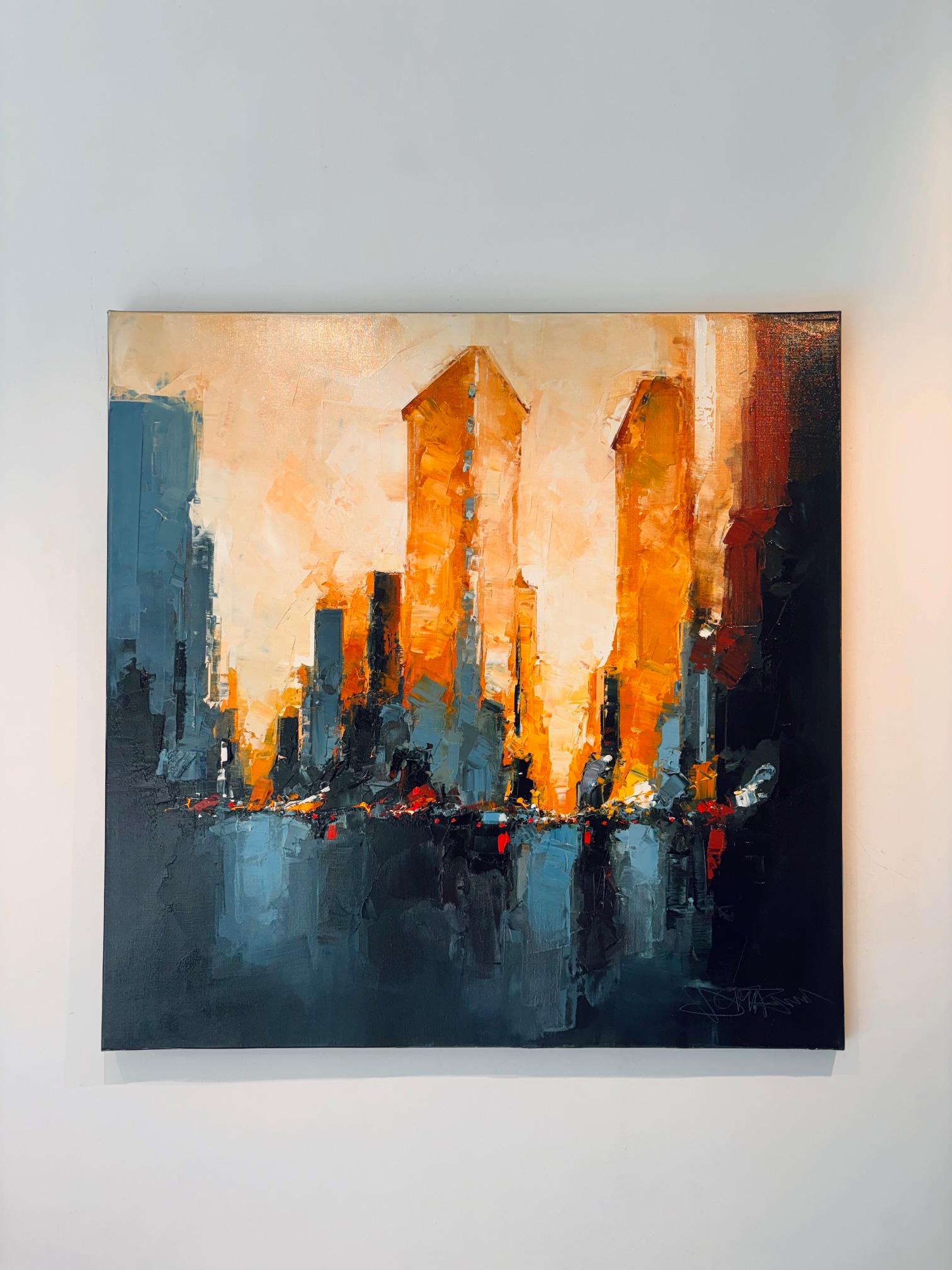 Flatiron Evening - original abstraktes Öl Stadtbild - zeitgenössisches Kunstwerk (Abstrakt), Painting, von Daniel Castan