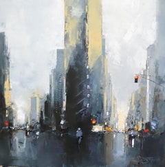 Flatiron Morning - original abstract oil cityscape - contemporary artwork