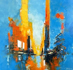 Manhattan NY I - original abstract cityscape oil painting- contemporary art