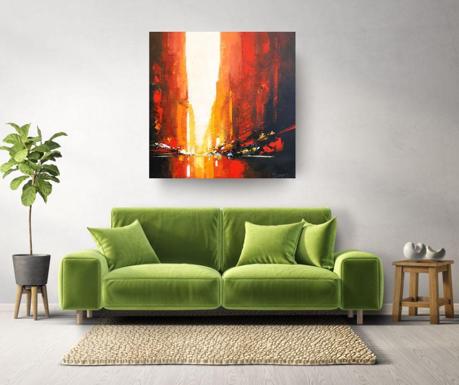 Manhattanhenge - original abstract oil cityscape - contemporary artwork - Painting by Daniel Castan