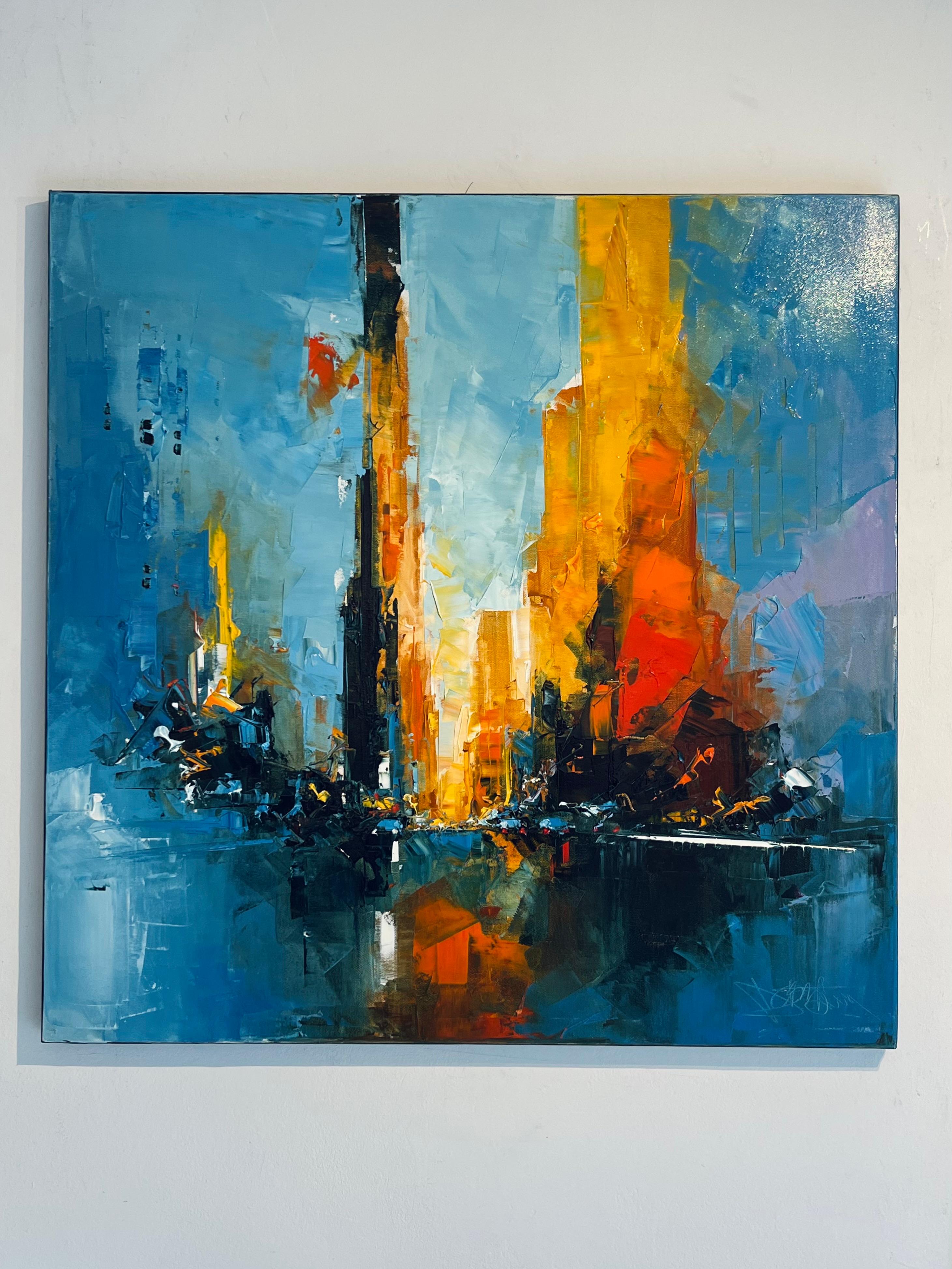 Perspectives, New York-original abstract city landscape artwork-contemporary art - Painting by Daniel Castan