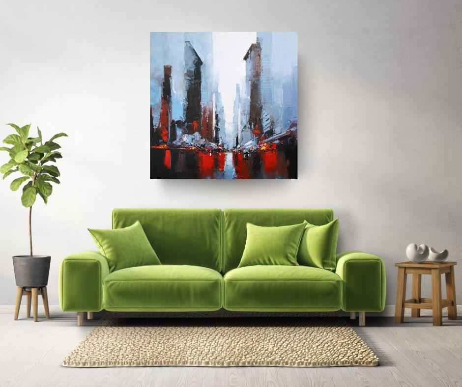 Traffic - 5th Avenue - peinture abstraite originale à l'huile paysage urbain - œuvre d'art contemporaine - Painting de Daniel Castan