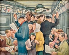 "Pelham Bay" WPA Scène américaine Réalisme social Moderne Métro NYC Transport