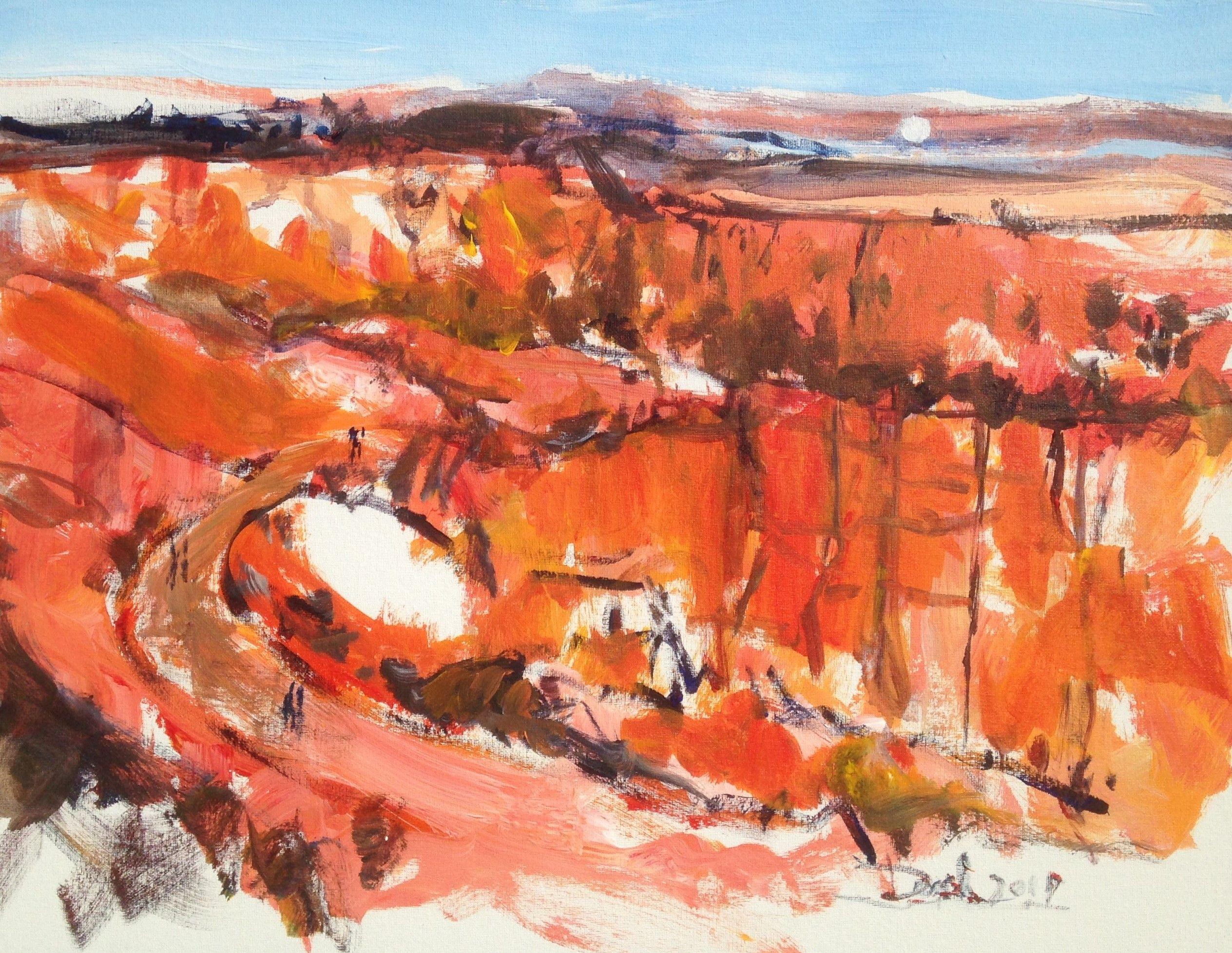 Vista su Bryces Canyon, Pittura, Acrilico su altro - Painting di Daniel Clarke