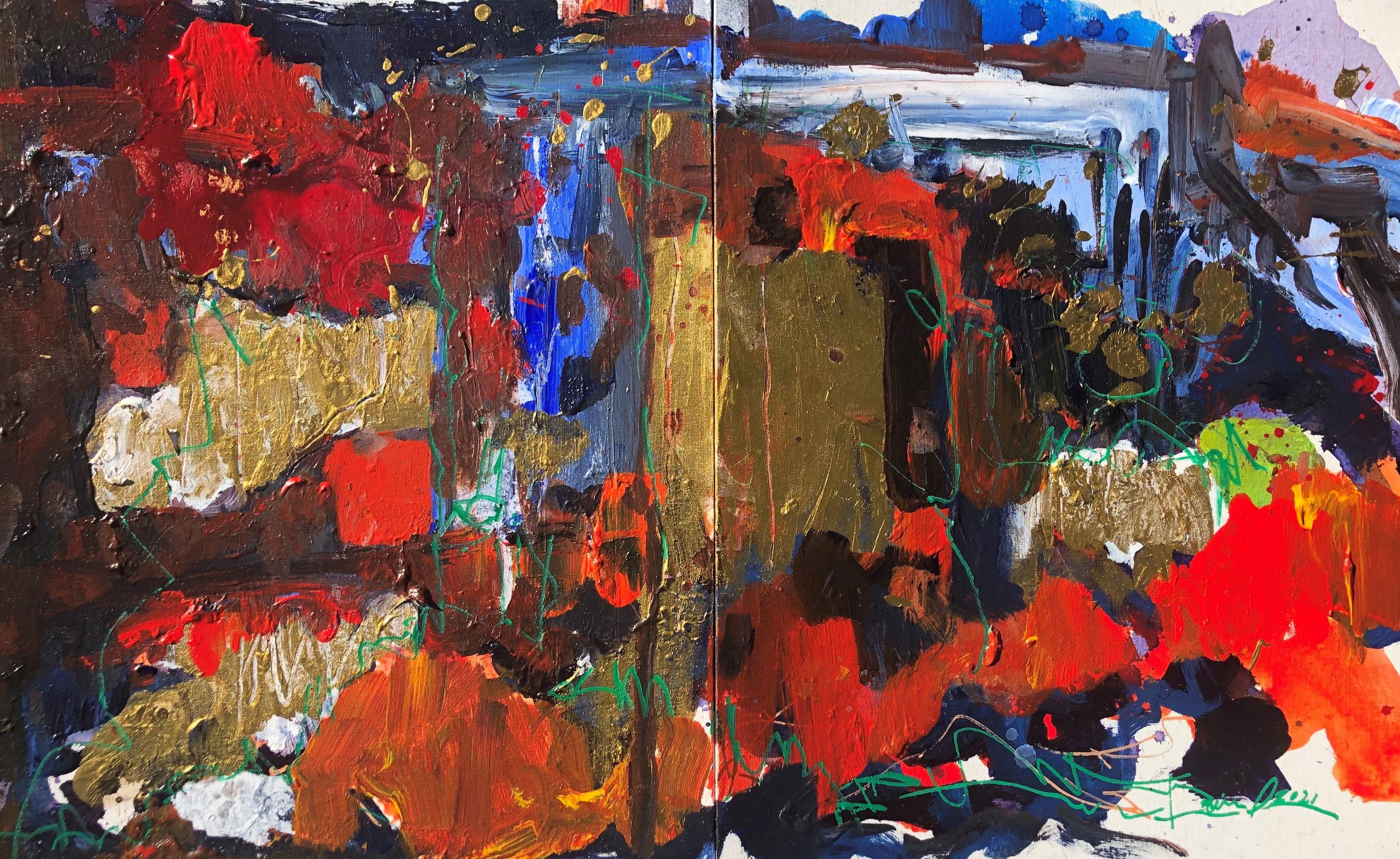 Fools Gold (diptyque), peinture, acrylique sur autre