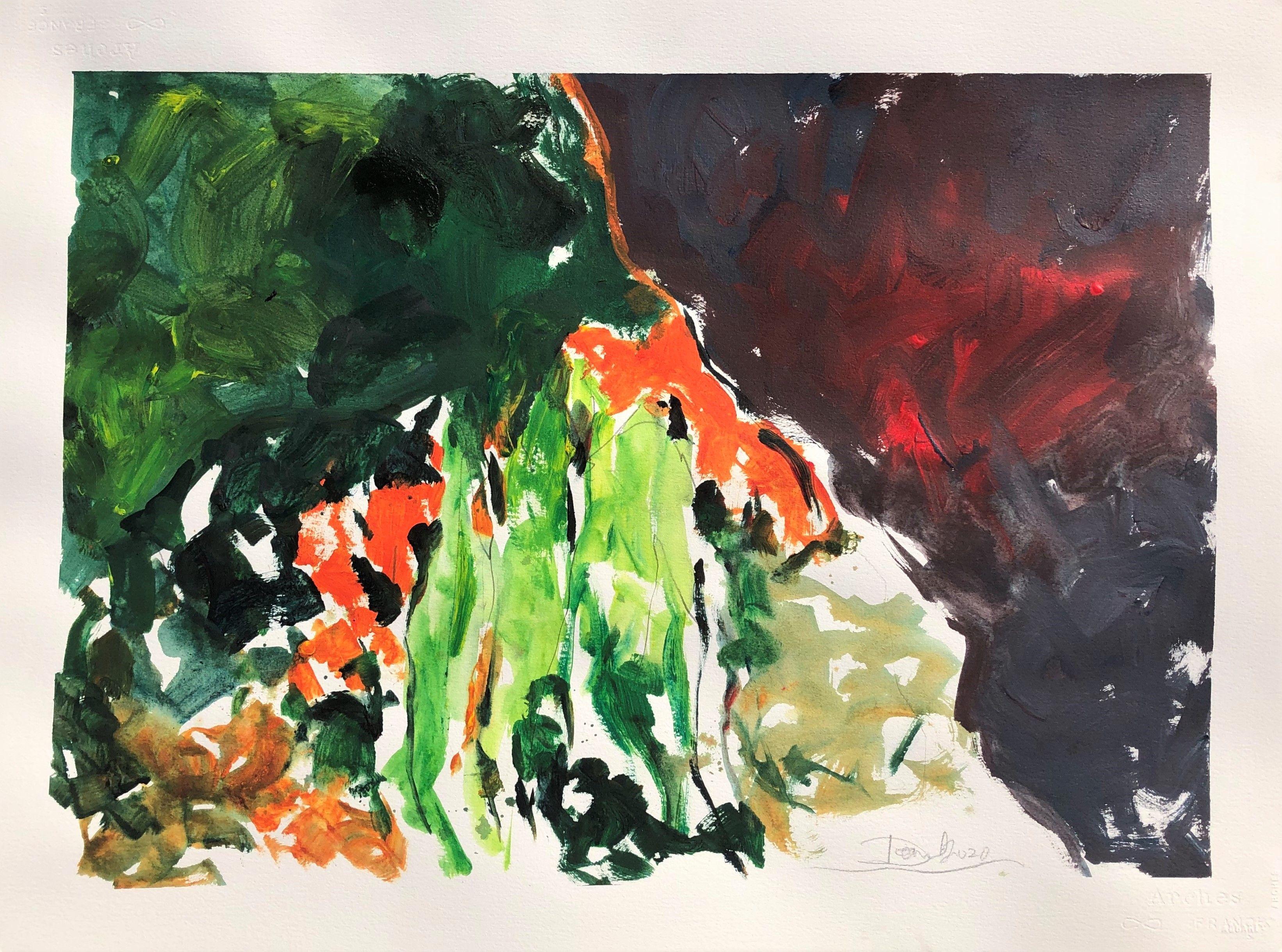Daniel Clarke Abstract Painting – Persistent Garden, Gemälde, Acryl auf Papier