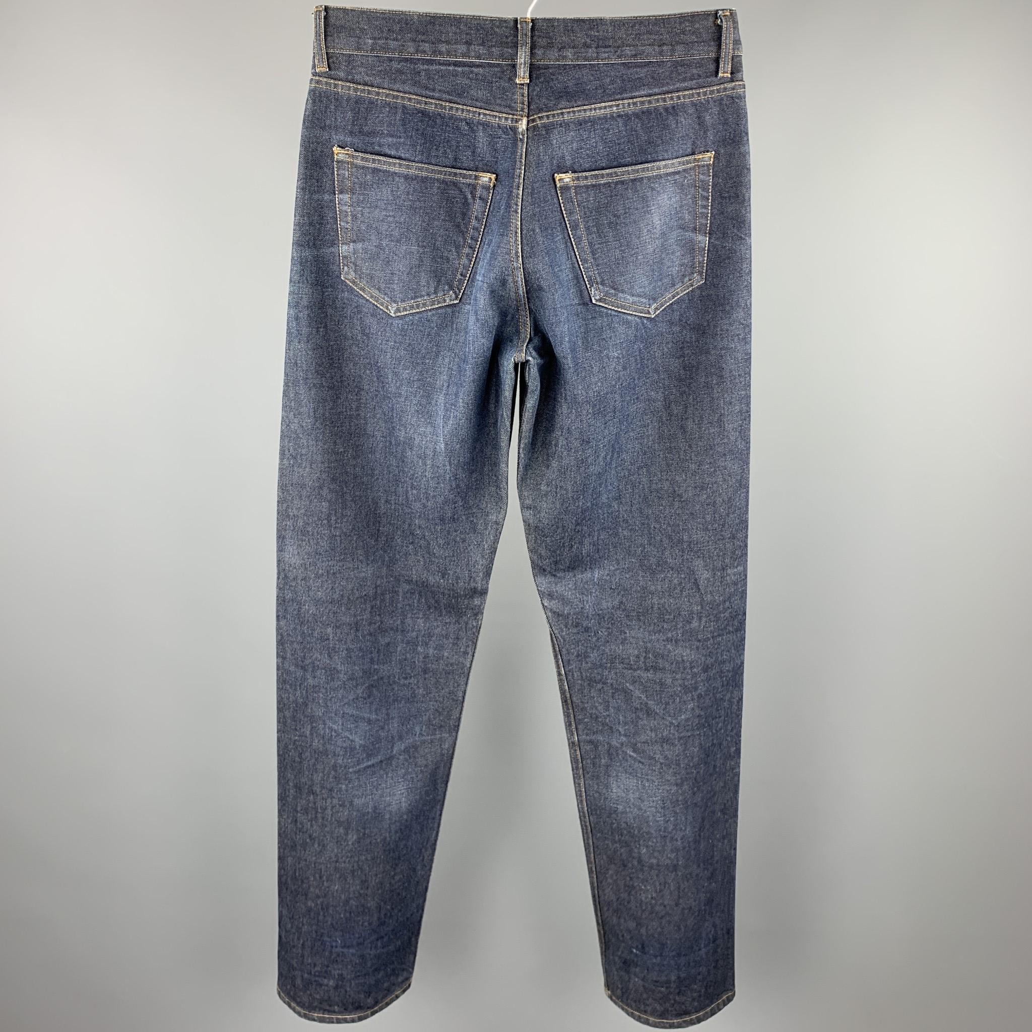 Gray DANIEL CLEARY Size 36 Indigo Wash Selvedge Denim Button Fly Jeans