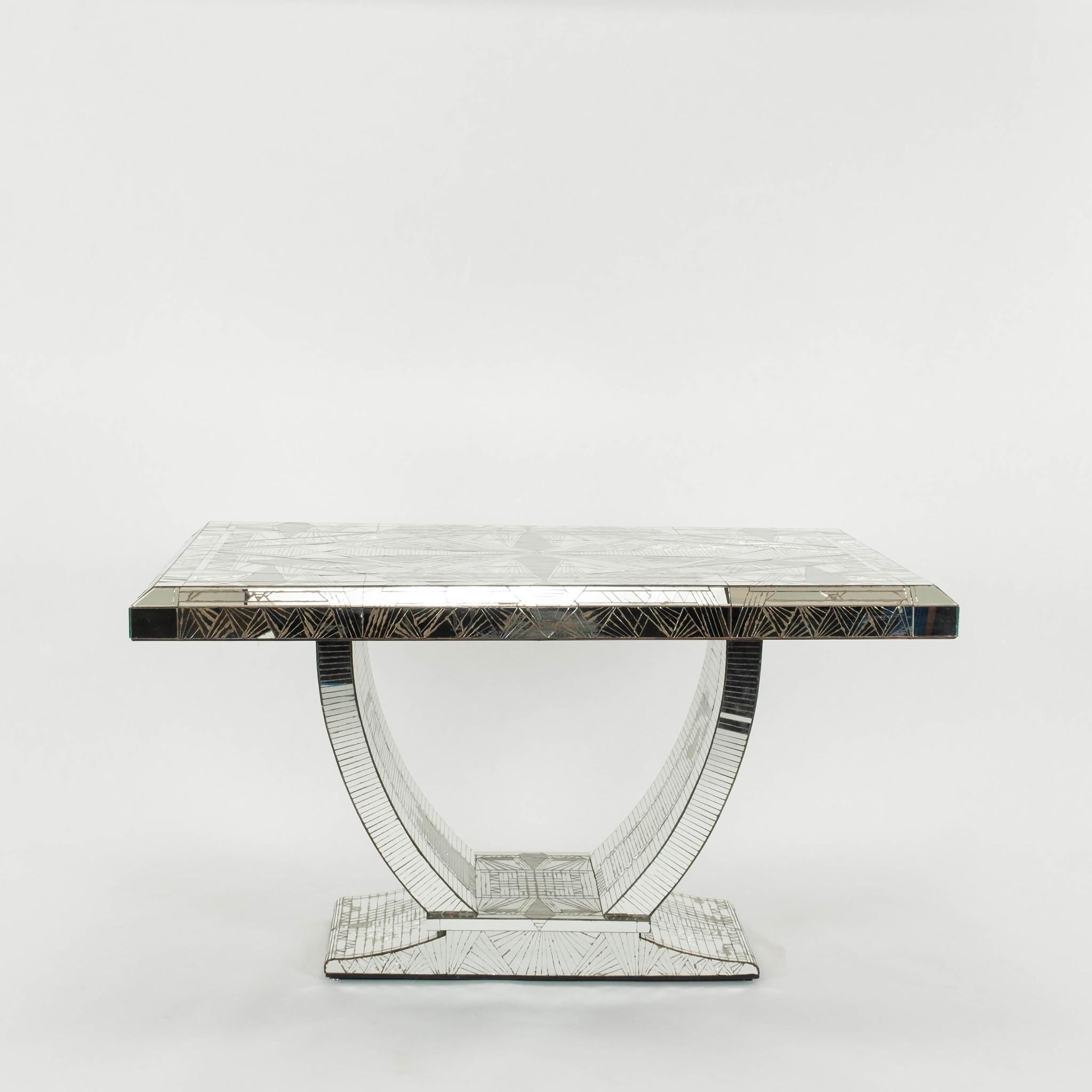 French Daniel Clément Art Deco Style  Mirrored Table For Sale