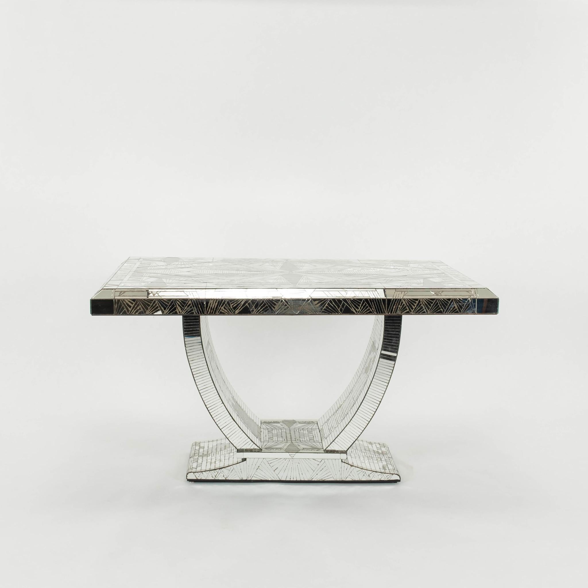 Mosaic Daniel Clément Art Deco Style  Mirrored Table For Sale