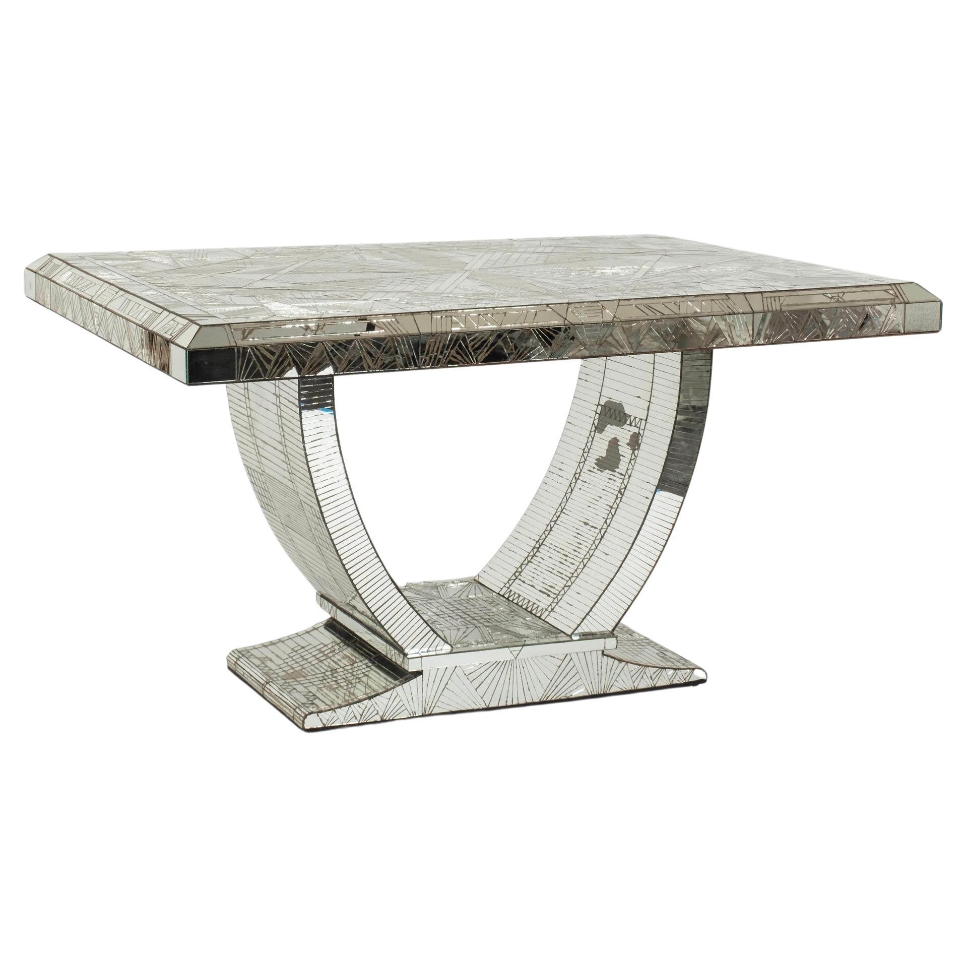 Daniel Clément Art Deco Style  Mirrored Table For Sale