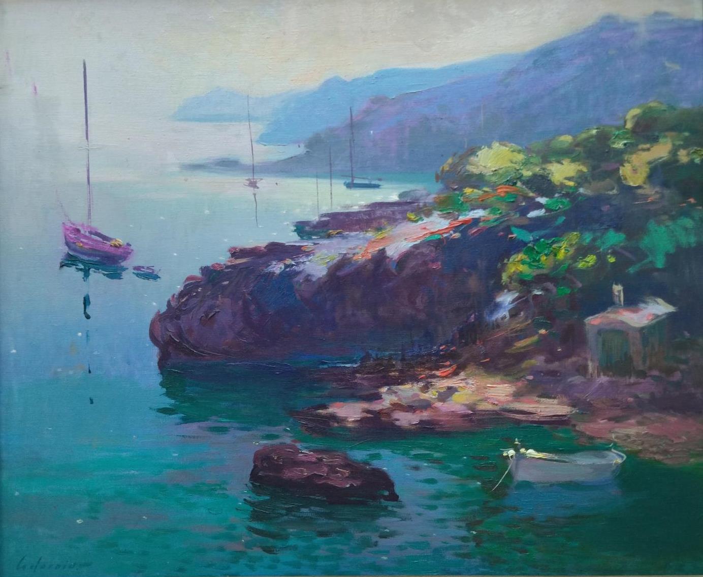 Codorniu Majorca expressionist acrylic painting For Sale 4