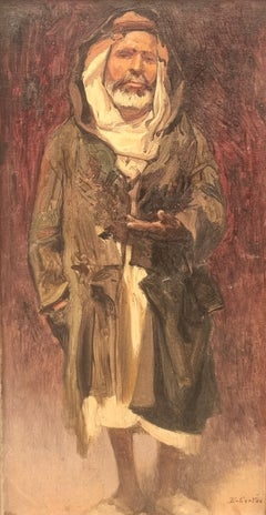 Spanish Orientalist Painting The Beggar Algeria Oran Naturalistic Early 20th