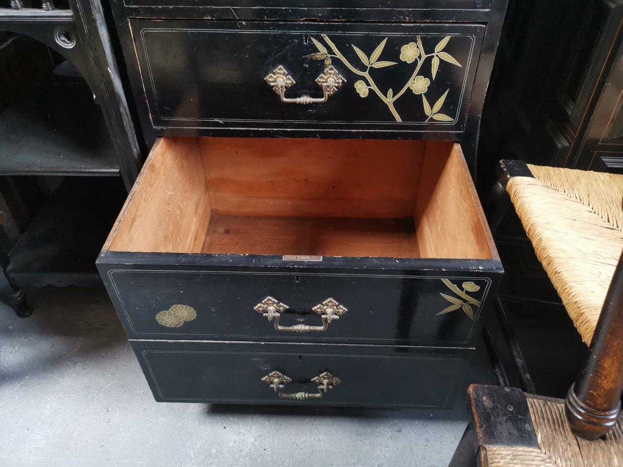 Daniel Cottier A Rare and Early Anglo-Japanese Ebonized Tall Chest of Drawers For Sale 11