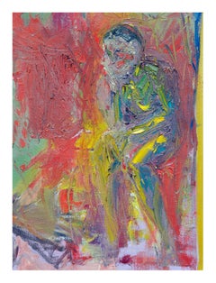 Abstrakt-expressionistischer sitzender Mann, figurativ