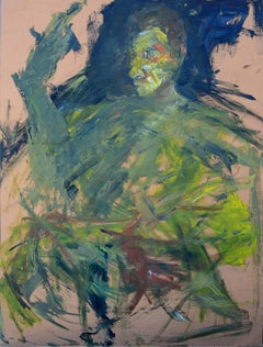 Pintura Expresionista Abstracta a Dos Caras - Figuras Masculinas al Óleo sobre Masonita