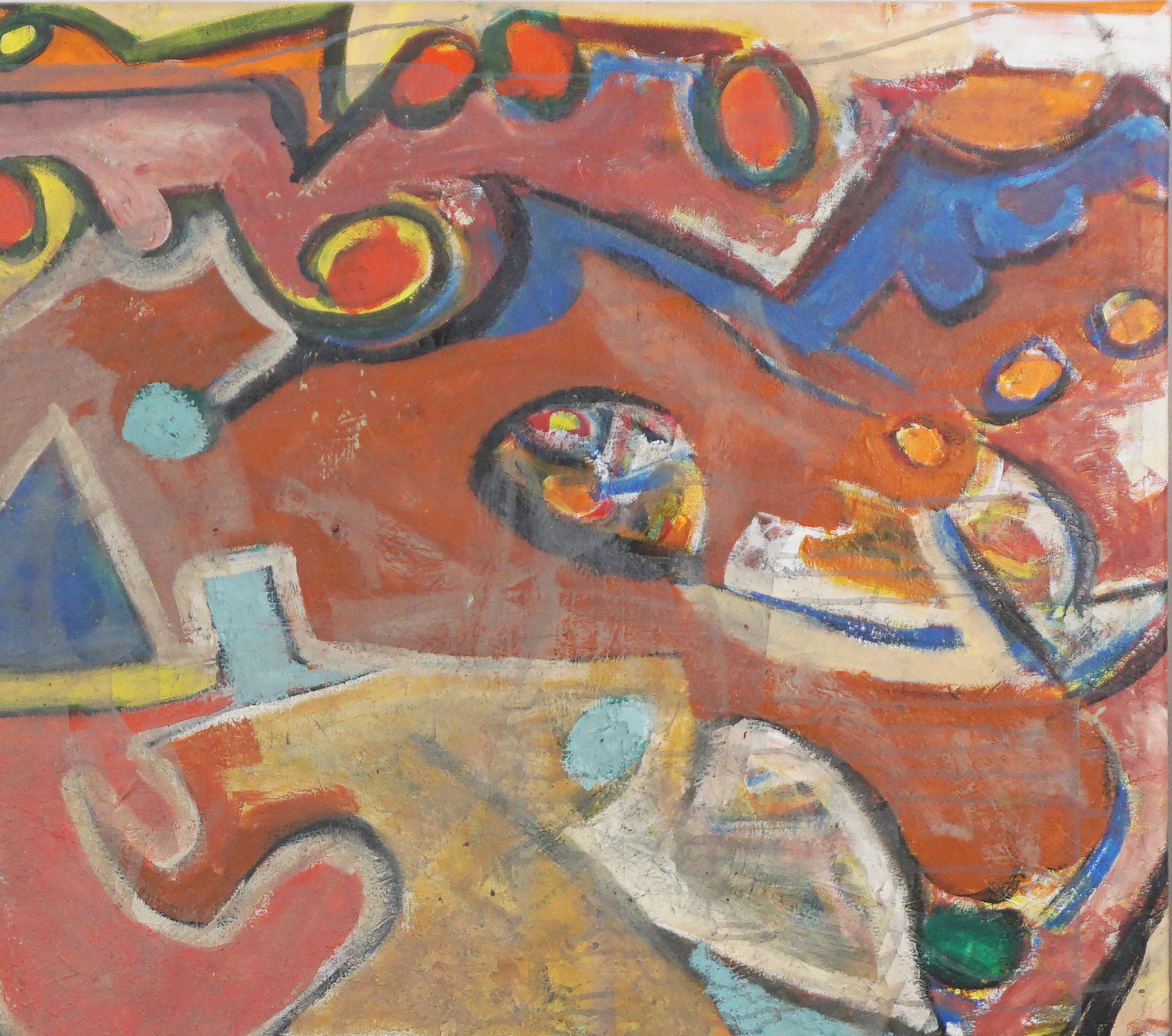 Audace opera espressionista nello stile di Richard Diebenkorn Olio originale - Abstract Painting Marrone di Daniel David Fuentes