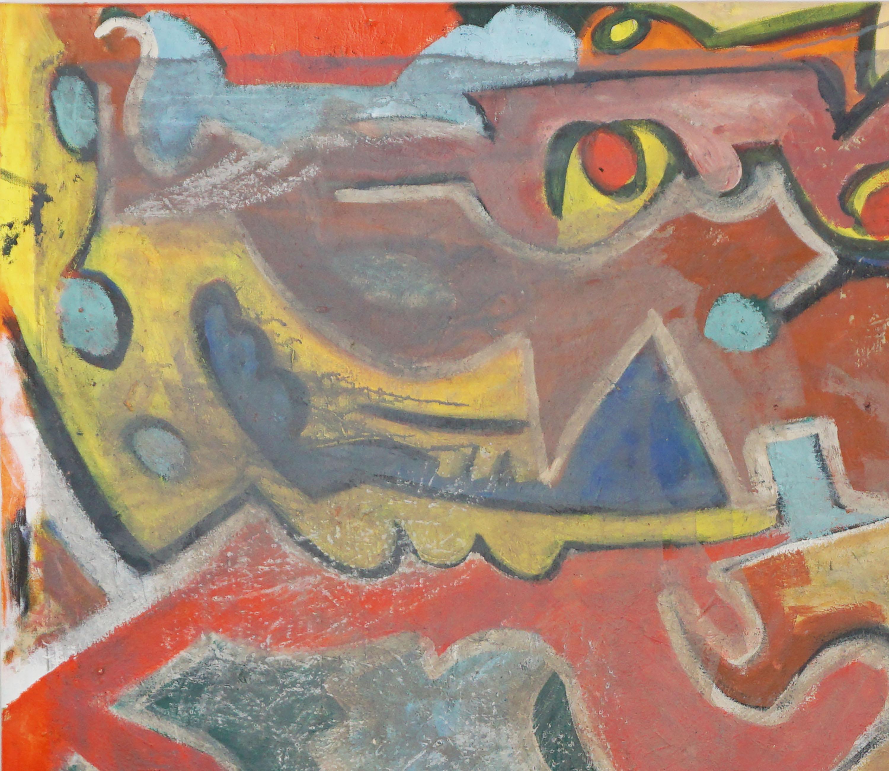 Audace opera espressionista nello stile di Richard Diebenkorn Olio originale in vendita 1