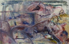 Vintage Double Sided Figurative Abstract -- Cat Sitting on an Arm Chair