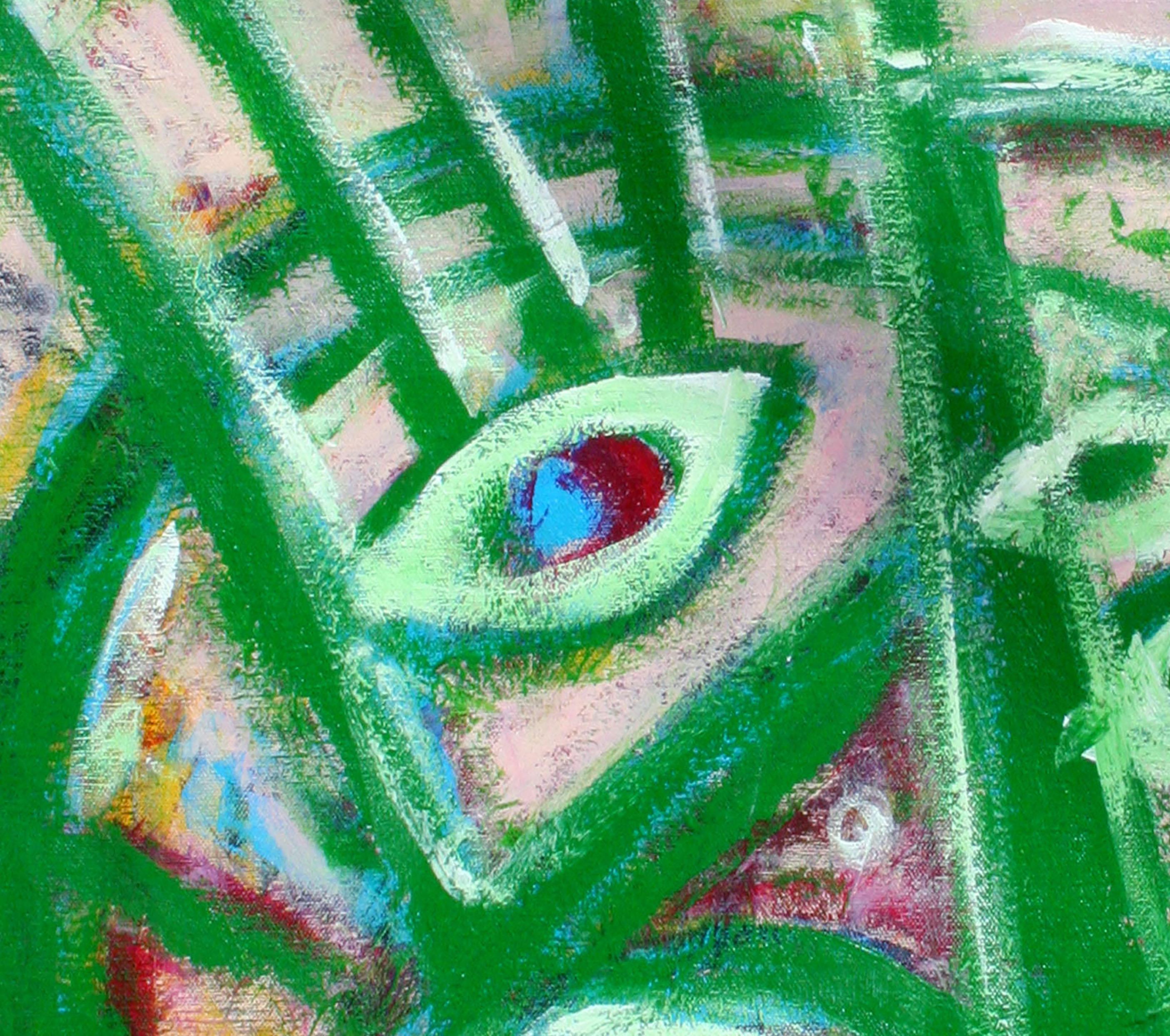 Garden Eyes Abstract  - Abstract Expressionist Painting by Daniel David Fuentes