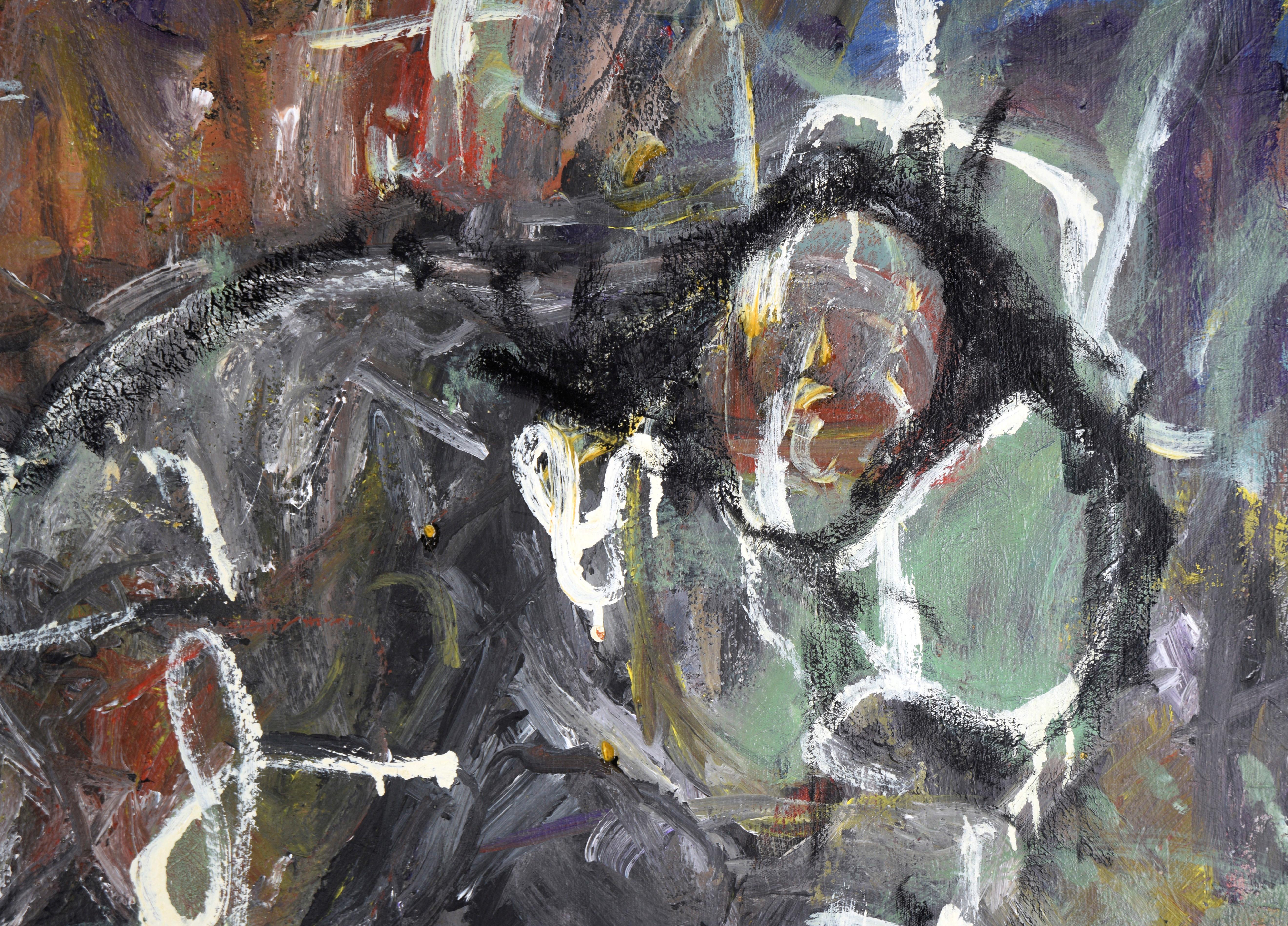 Large Scale Neo-Expressionist Figurative Composition in Oil on Canvas

Compelling and large scale neo-expressionist figurative painting by San Jose, California area artist Daniel David Fuentes (American, 20th century), Circa 1995. Group of nude