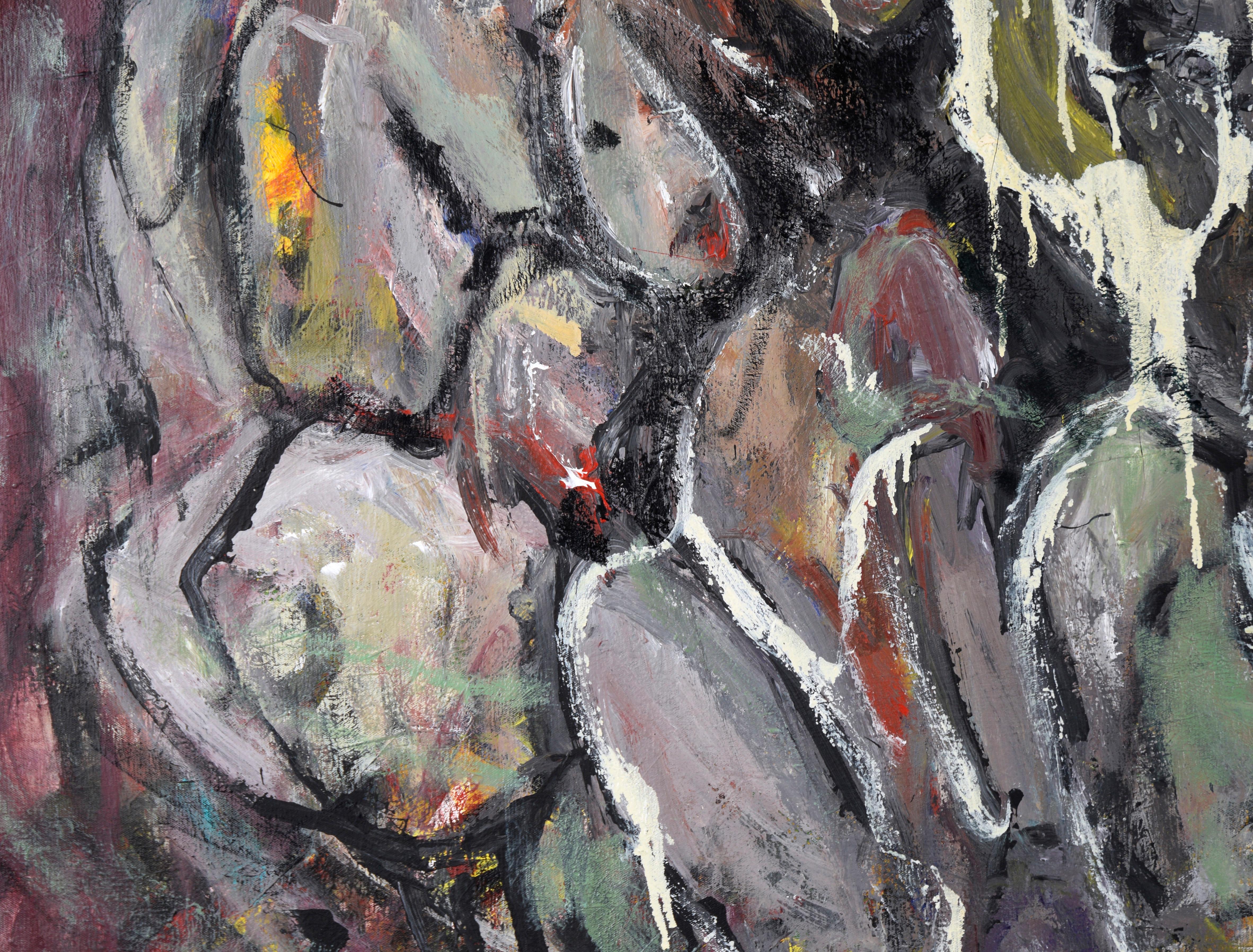 Large Scale Neo-Expressionist Figurative Composition in Oil on Canvas For Sale 3