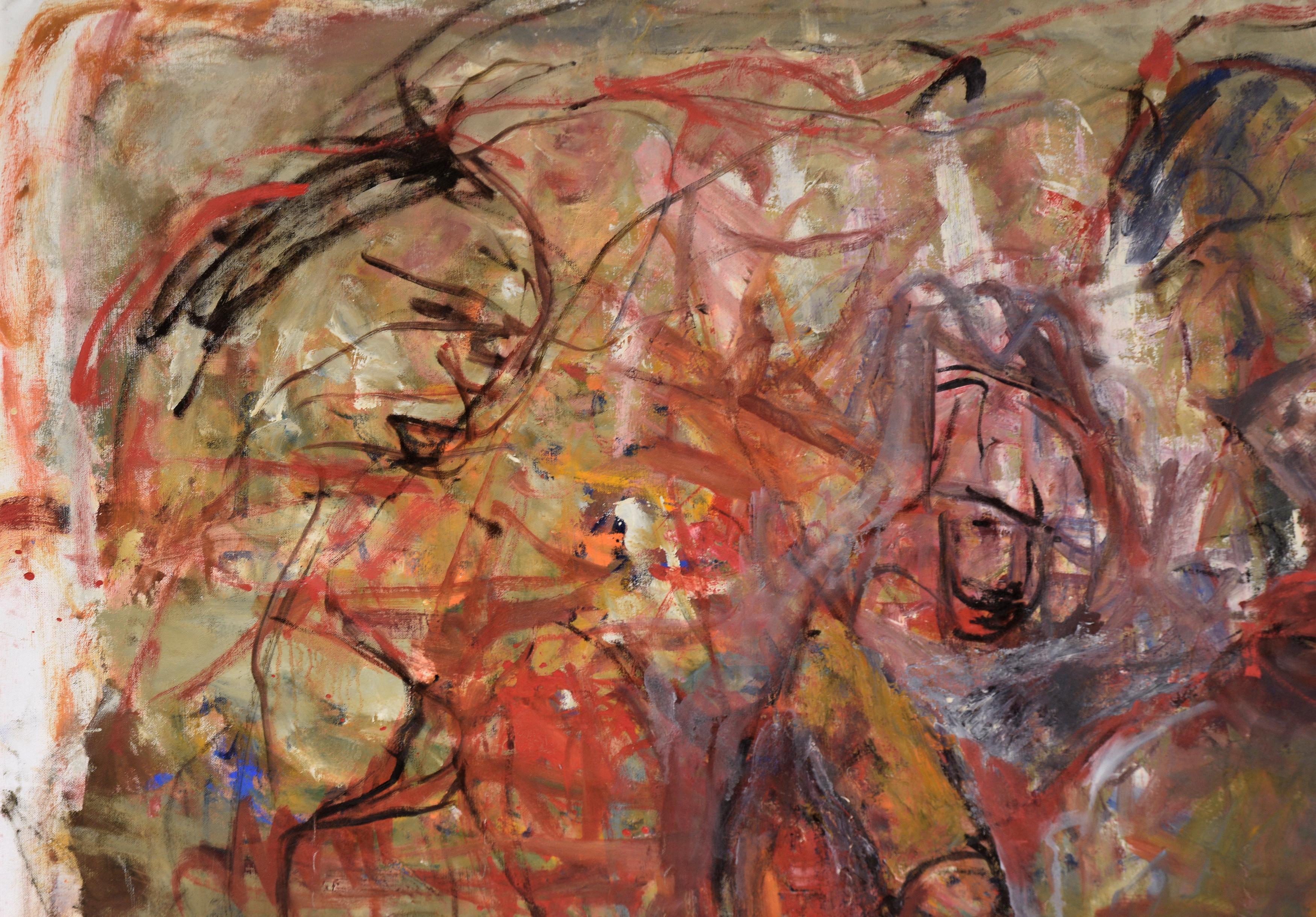 Large Scale Neo-Expressionist Figurative - Brown Abstract Painting by Daniel David Fuentes