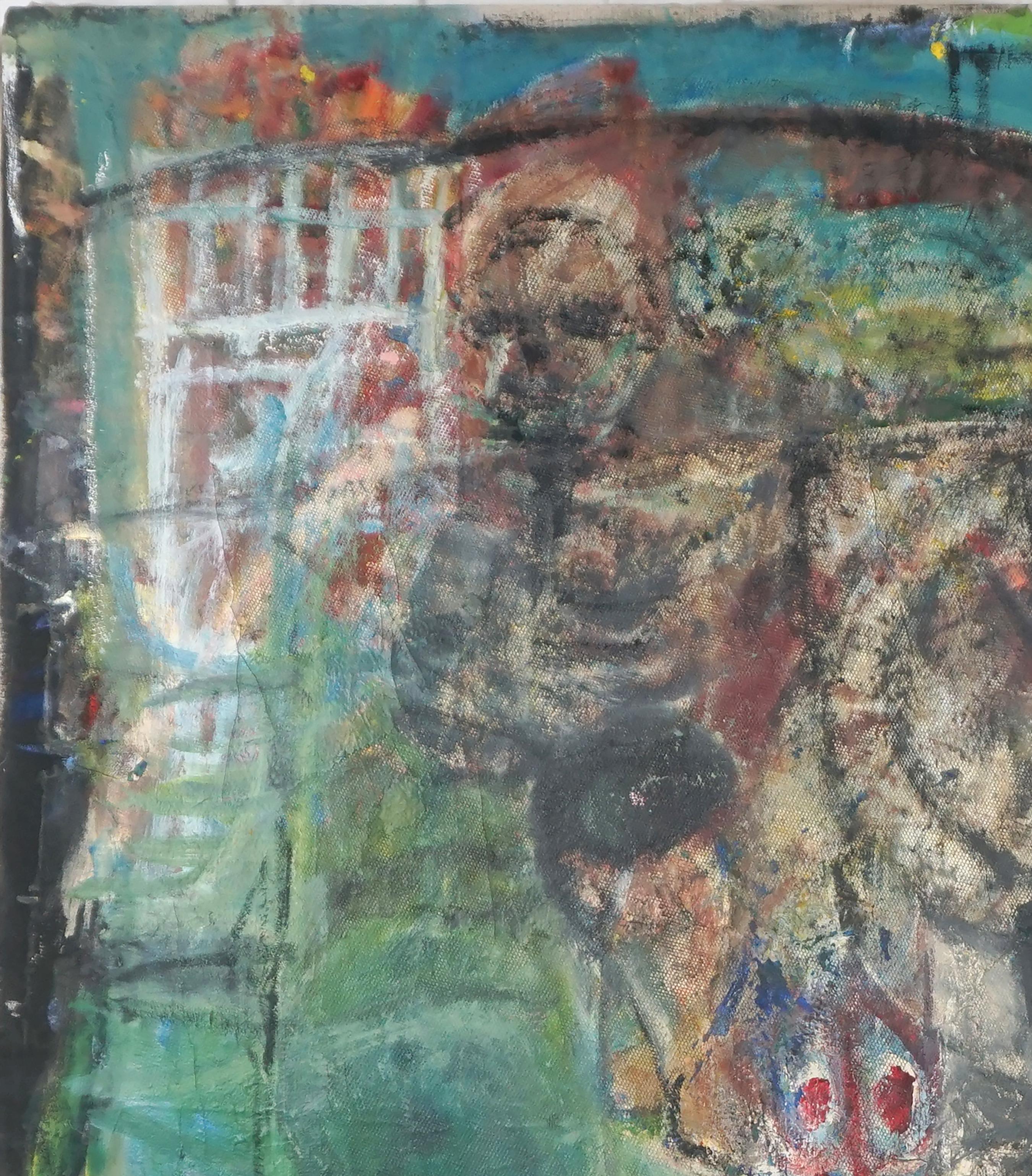 Escena urbana neoexpresionista a gran escala de San Francisco -- El distrito de la Misión - Painting de Daniel David Fuentes