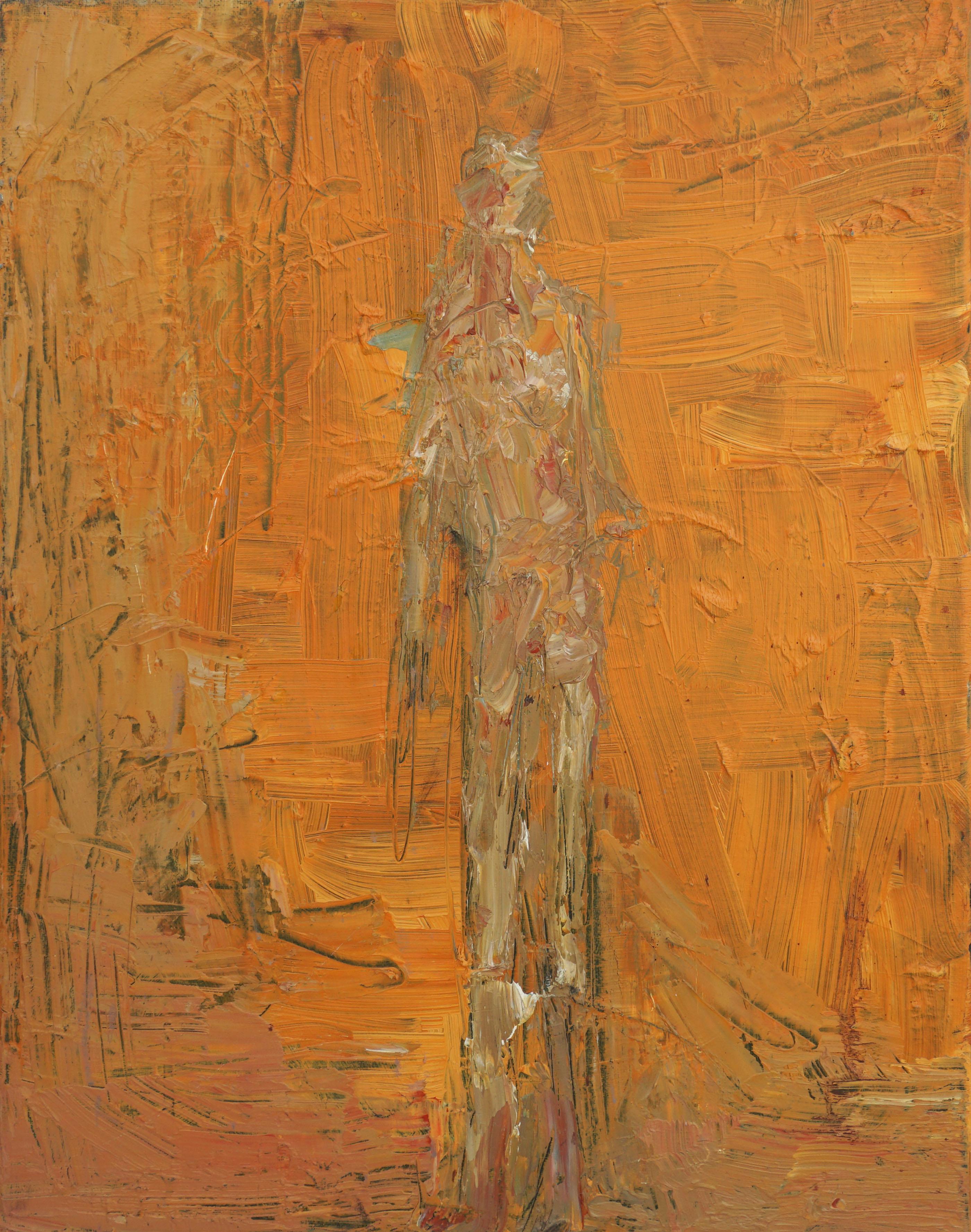 Daniel David Fuentes Abstract Painting - Abstract Expressionist Orange Man Figurative