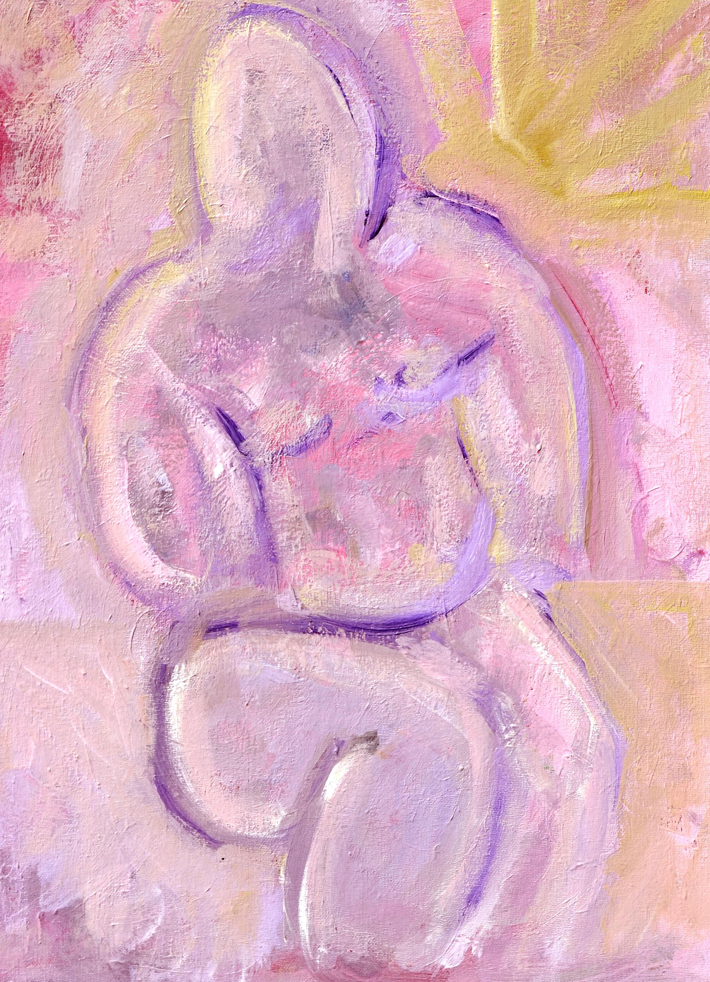Vintage Abstract Expressionism -- Pink Figural  - Painting by Daniel David Fuentes