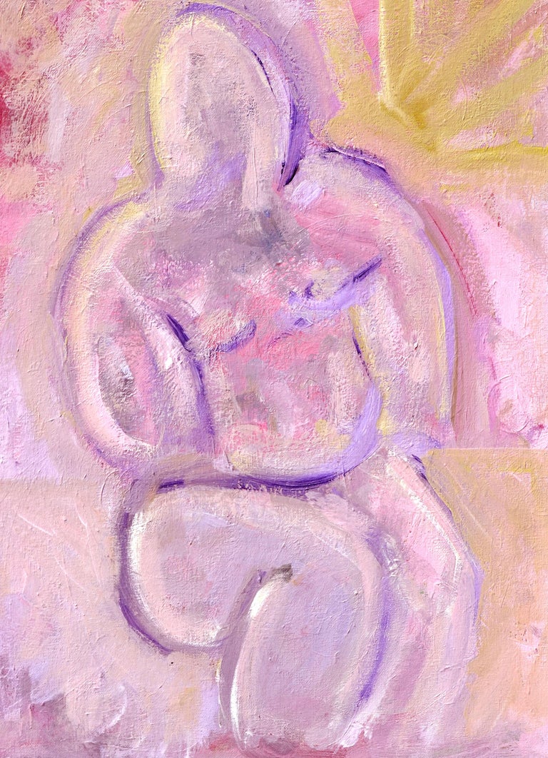Pink Figural Abstract  - Painting by Daniel David Fuentes