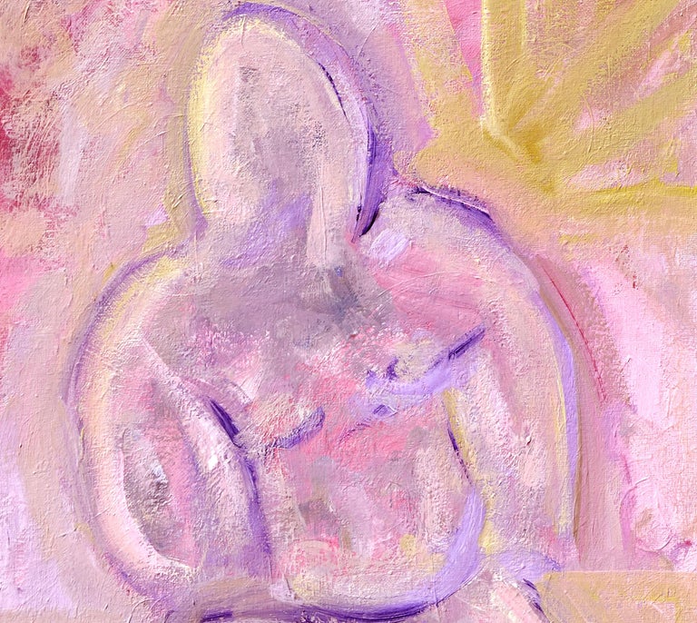 Pink Figural Abstract  - Brown Figurative Painting by Daniel David Fuentes