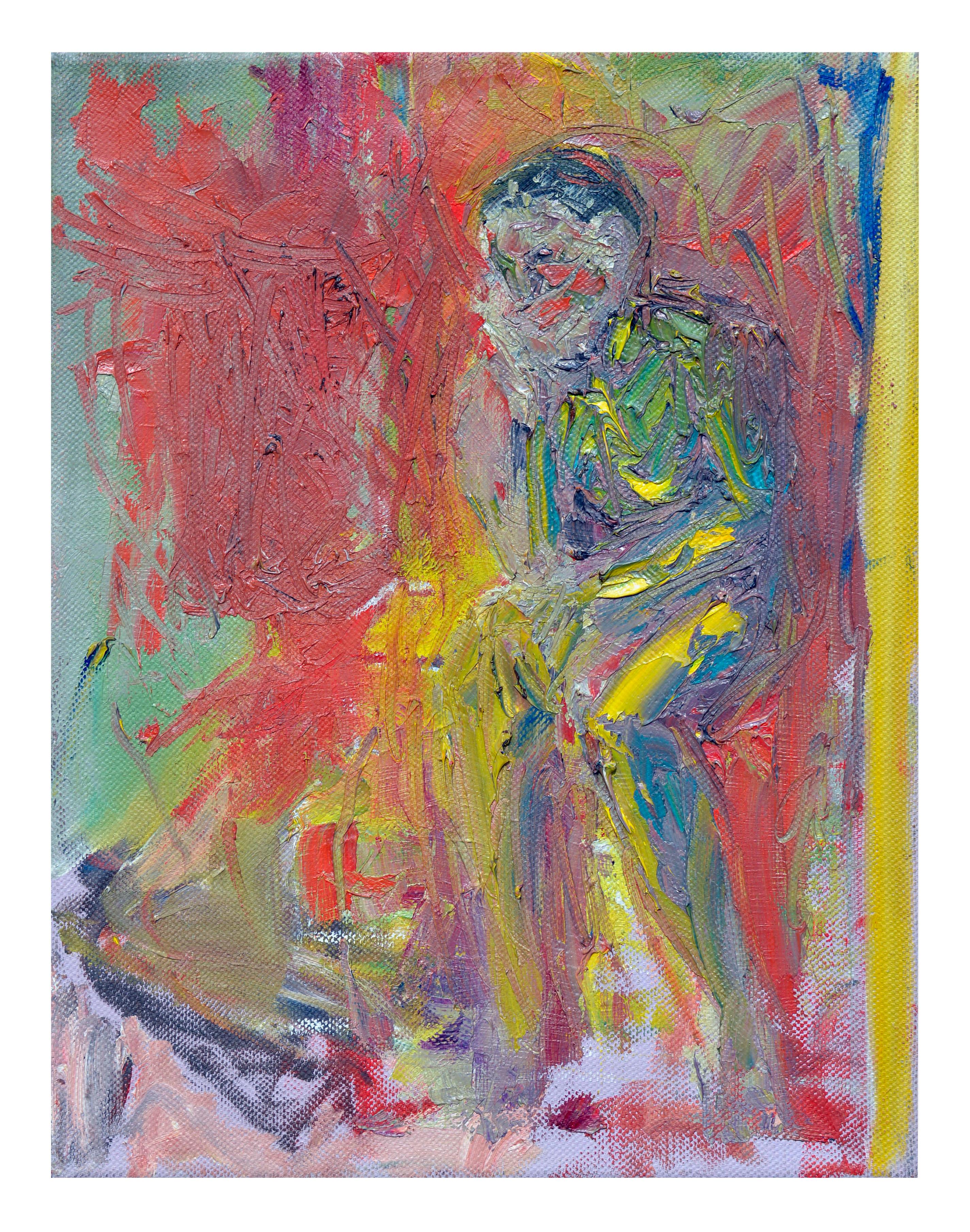 Abstract Expressionist Seated Man Figurative