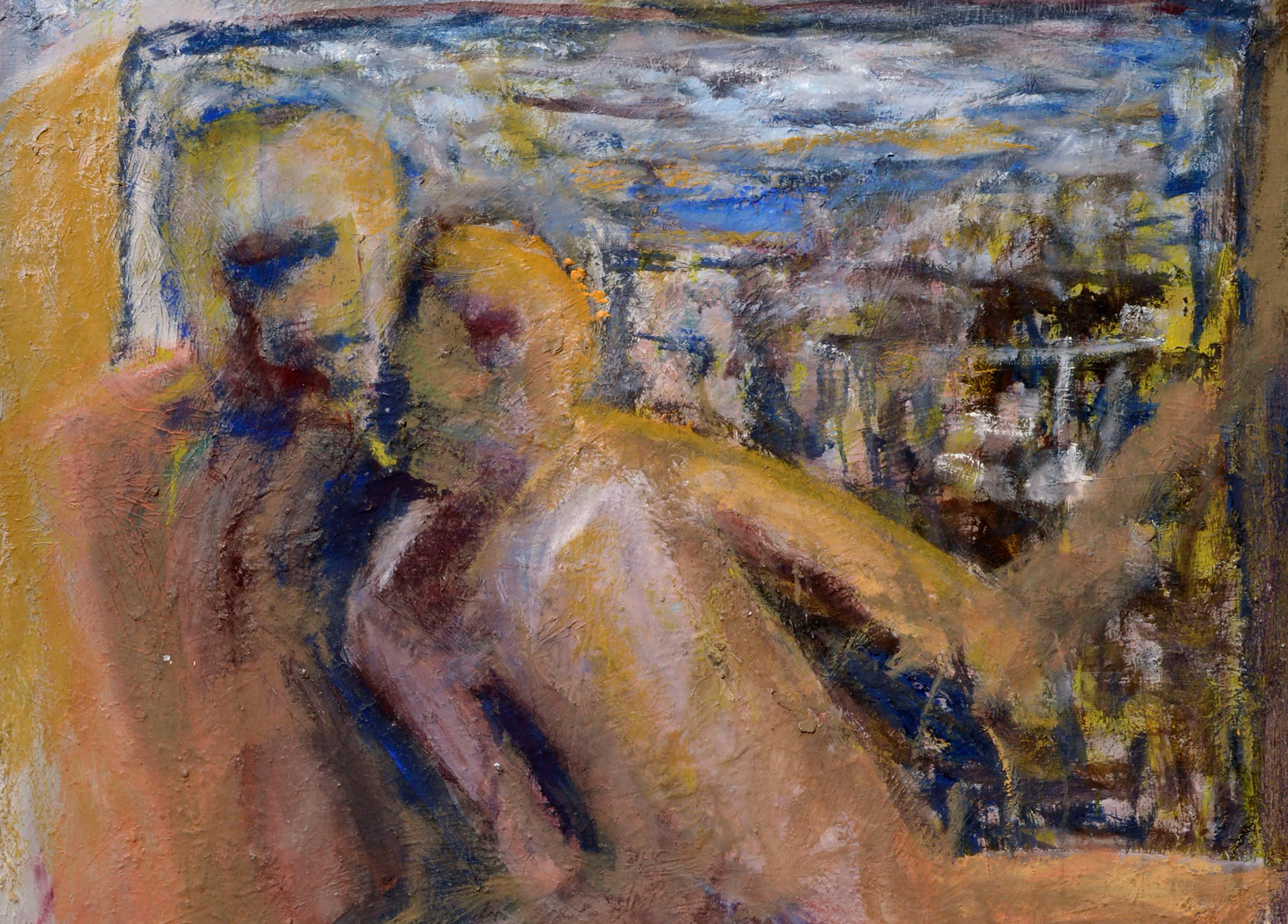 Large Scale Abstract Expressionist Figruative -- Nude Couple - Painting by Daniel David Fuentes