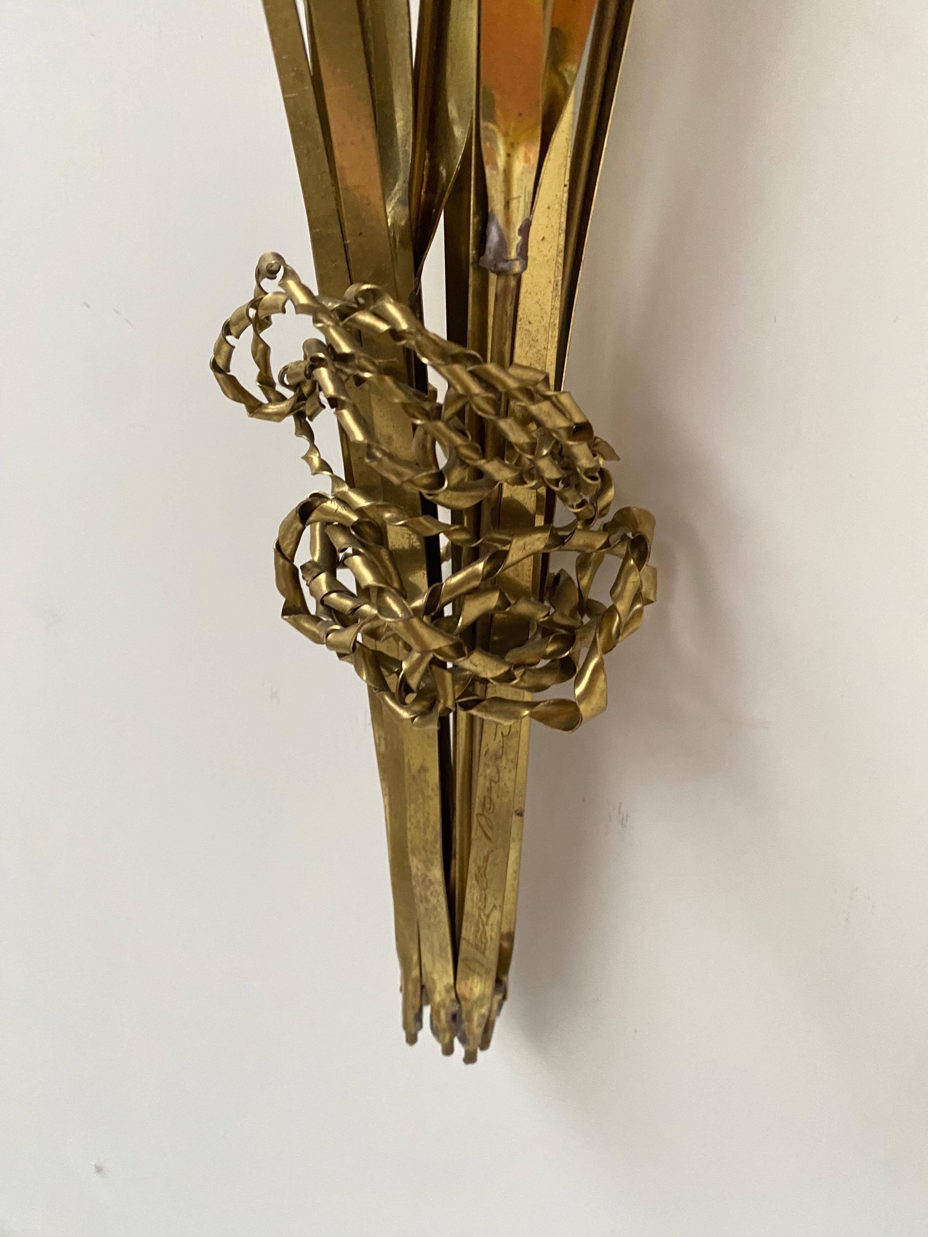 Belgian  Daniel d'Haeseleer Brass Wall Sculpture Corn-bundle  1970's Belgium, Signed For Sale